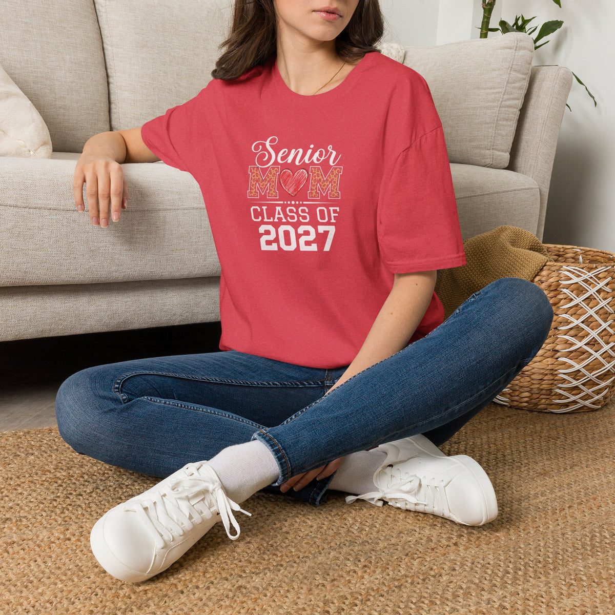Mom Heart T-Shirt — Floral Leopard MOM Design for Mother's Day & Everyday