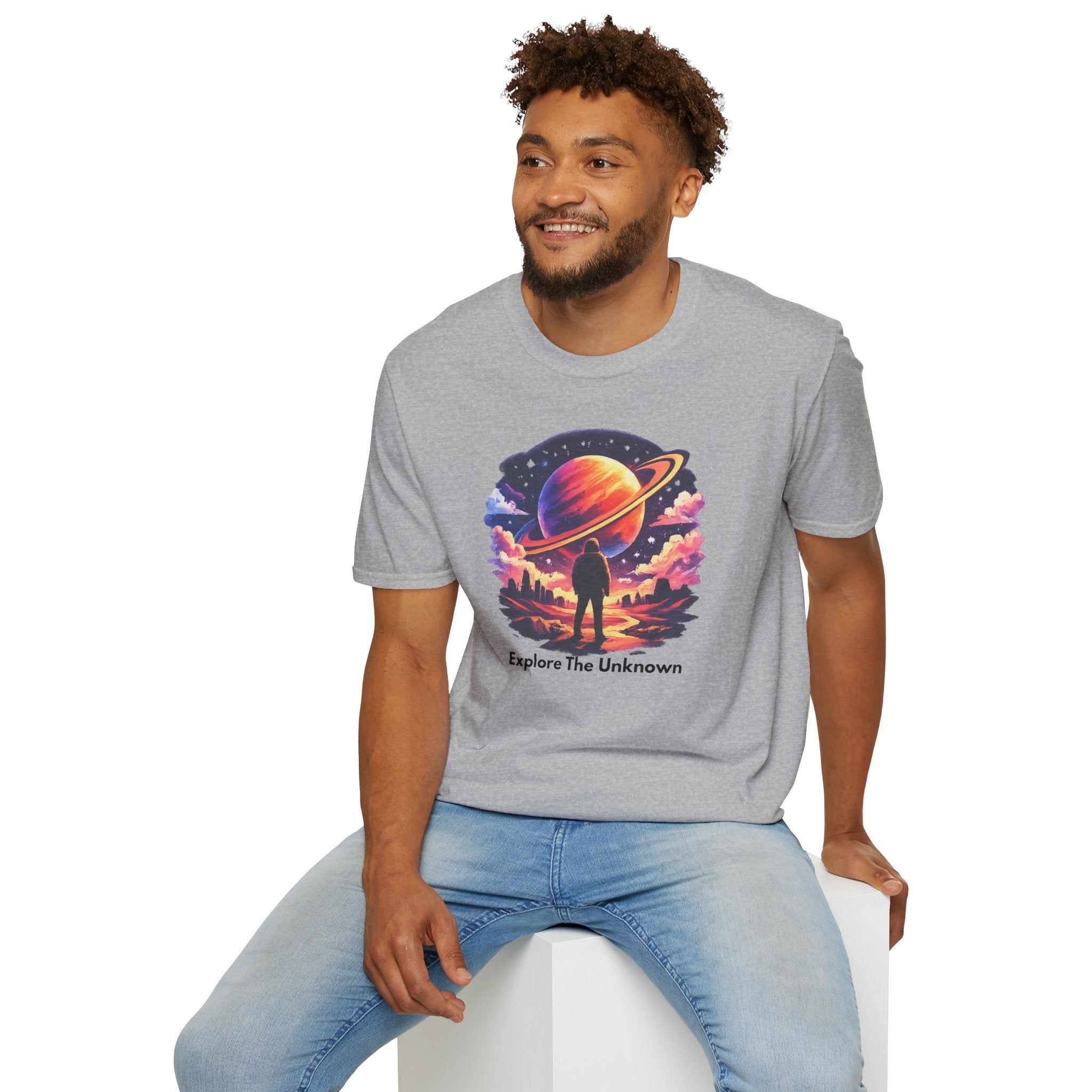 Explore The Unknown T‑Shirt — Cosmic Planet Graphic Tee