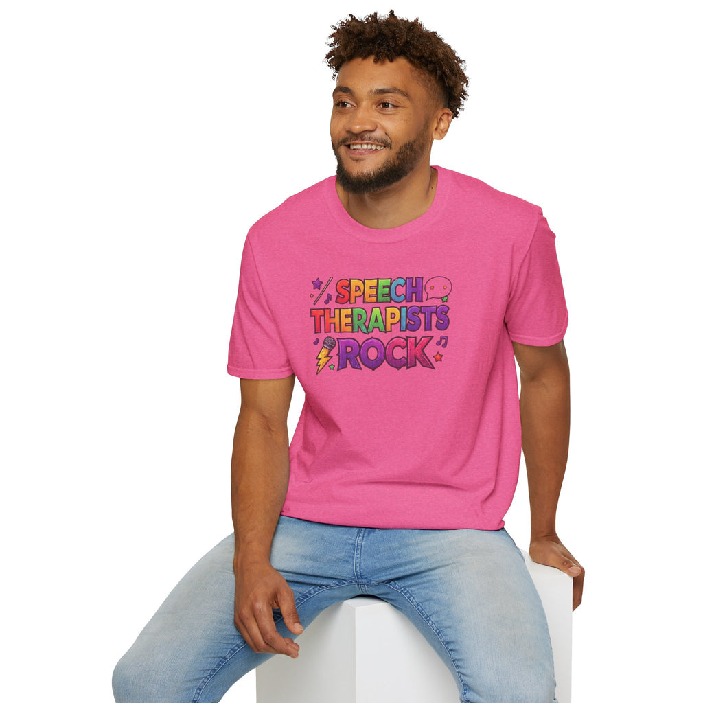 Speech Therapists Rock T-Shirt — Colorful Retro Graphic Tee for SLPs