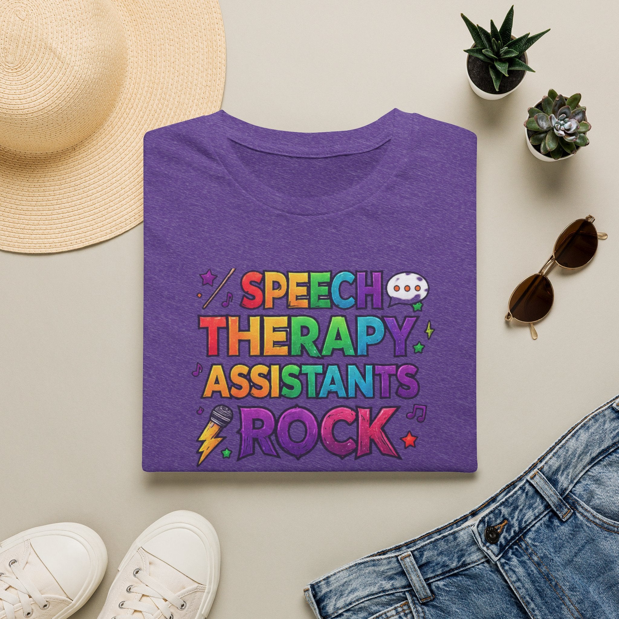 Speech Therapy Assistants Rock T-Shirt — Colorful Retro Pride Tee for SLP Assistants