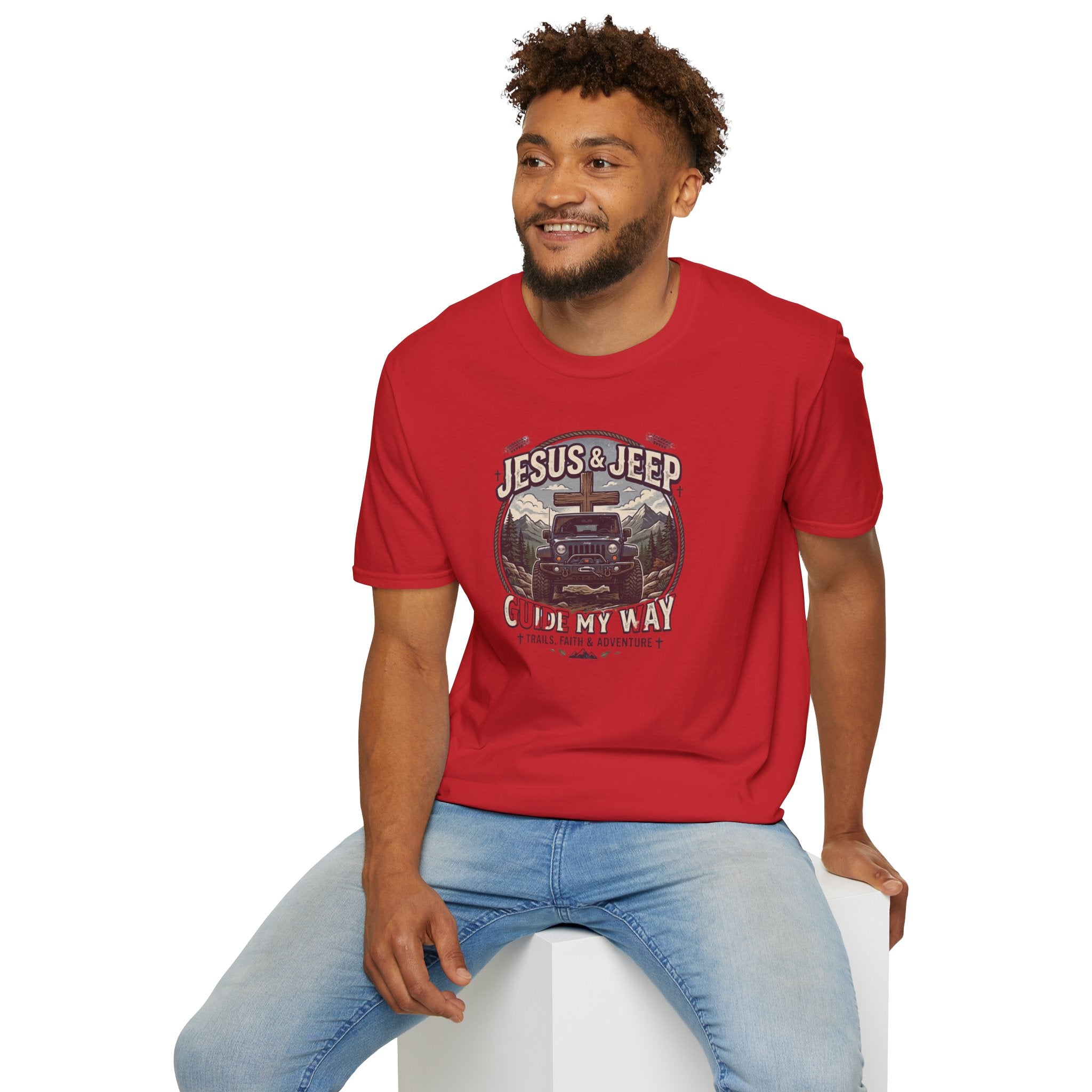 Jesus & Jeep T‑Shirt — Christian Off‑Road Faith Tee ("Jesus & Jeep Guide My Way")