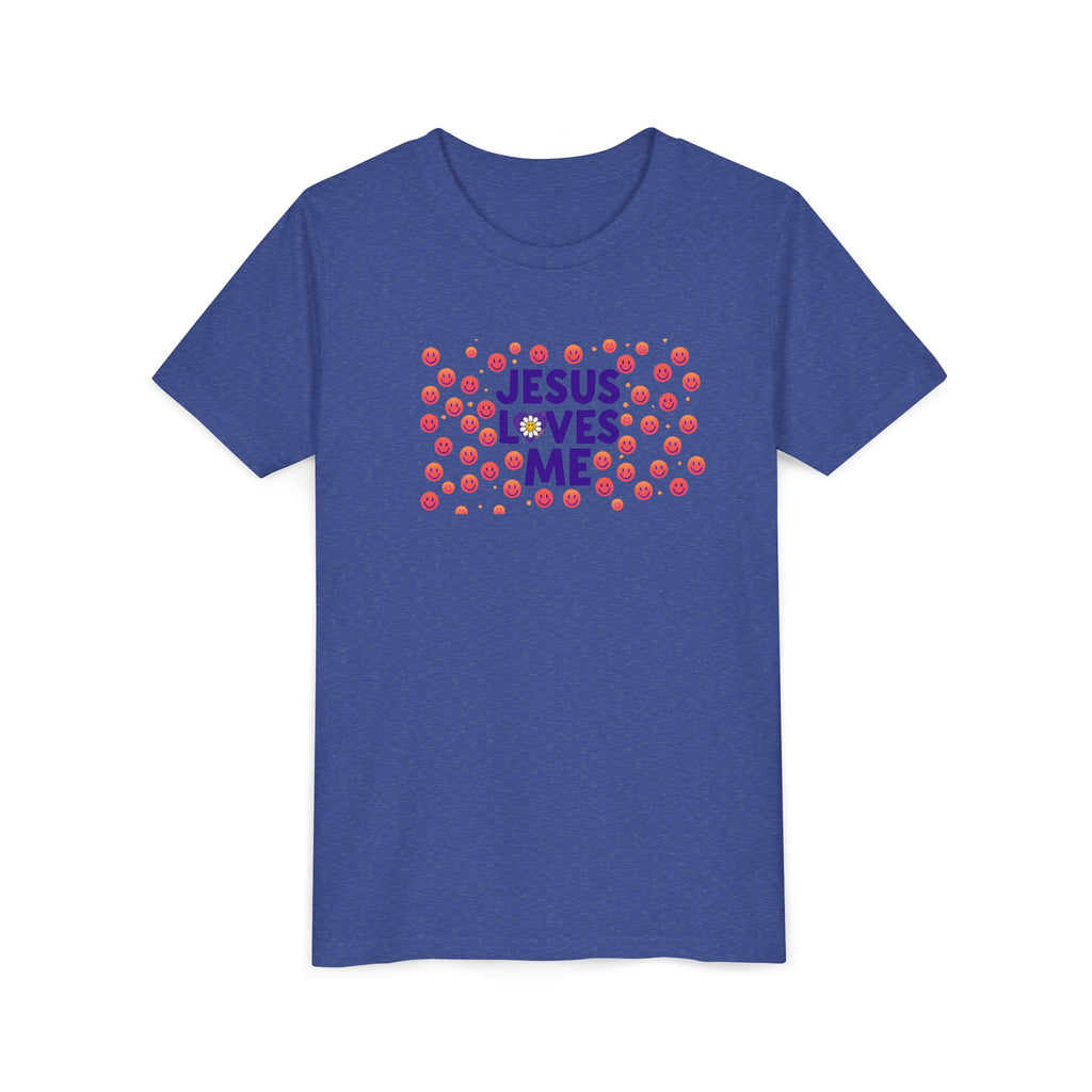 Youth Tee - "Jesus Loves Me" Colorful Dot Christian Kids Shirt