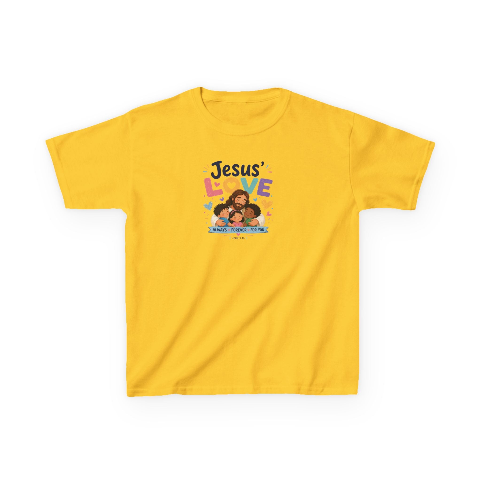 Kids Tee - "Jesus' Love" Colorful Faith Graphic