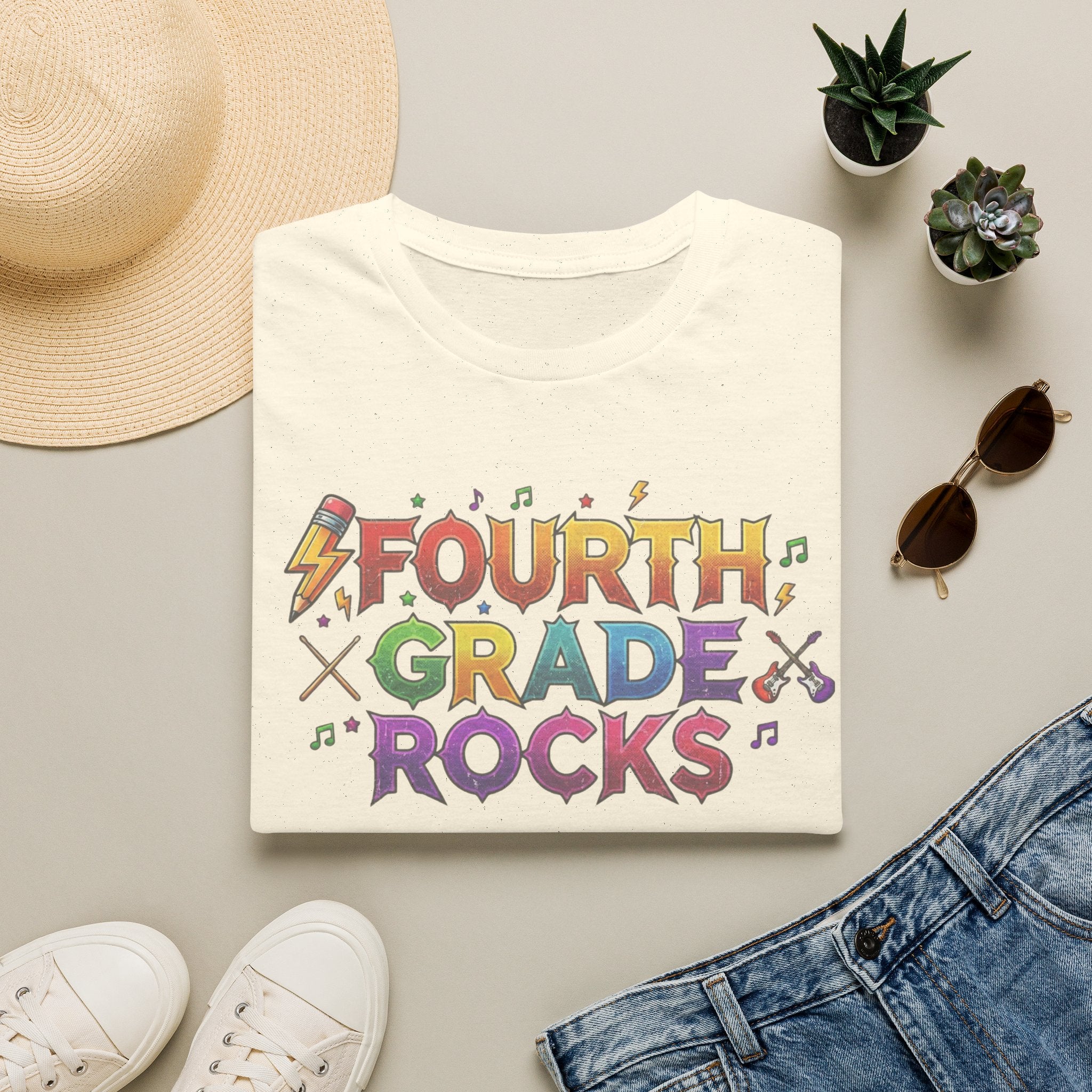 Fourth Grade Rocks T-Shirt — Colorful Teacher/Student Appreciation Tee