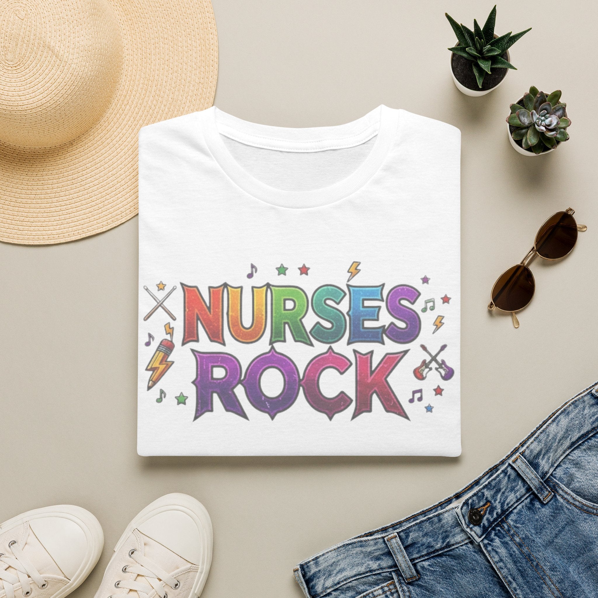 Nurses Rock T-Shirt — Colorful Retro Graphic Tee for Nurses