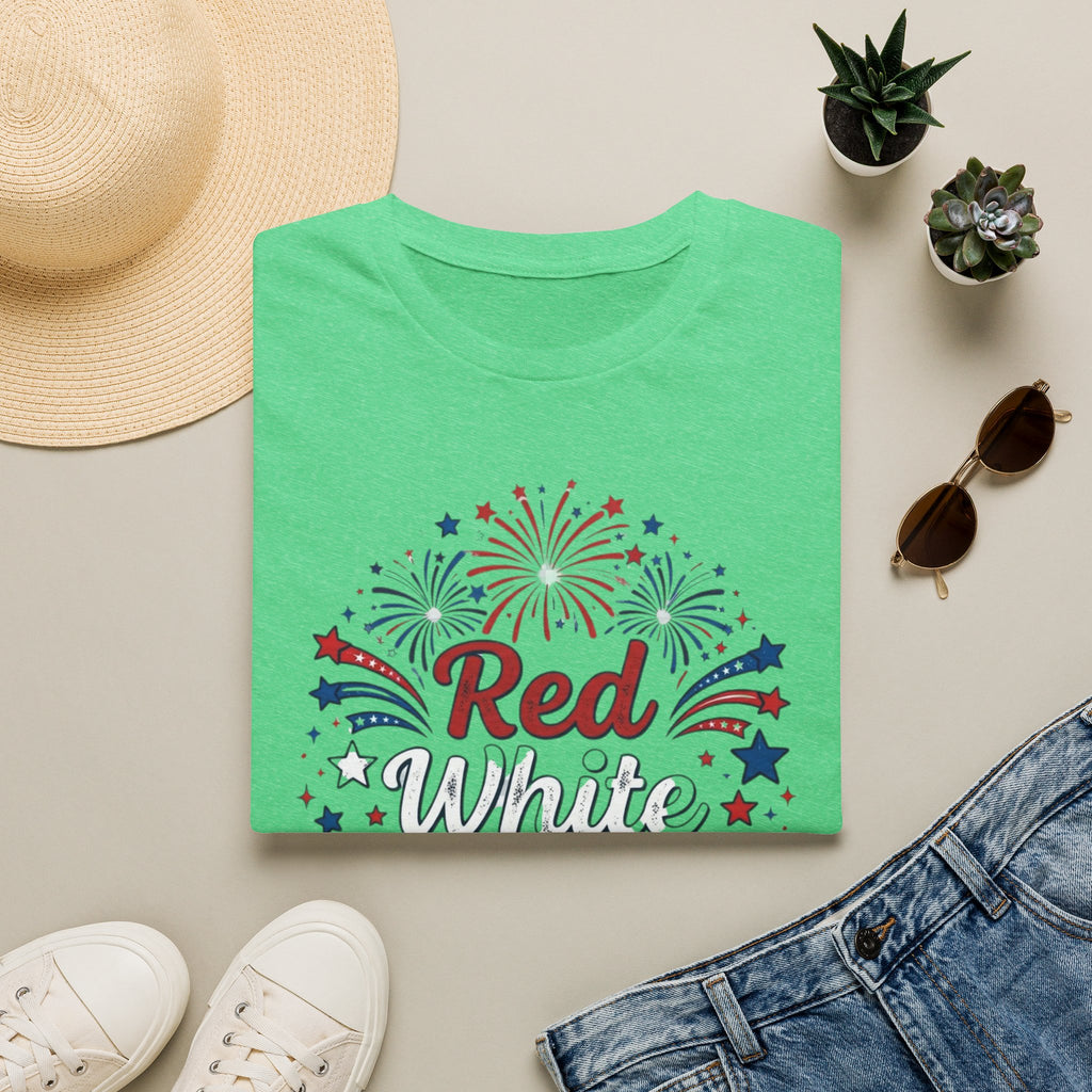 T-Shirt — "Red White & Blessed" Patriotic Fireworks Tee for 4th of July