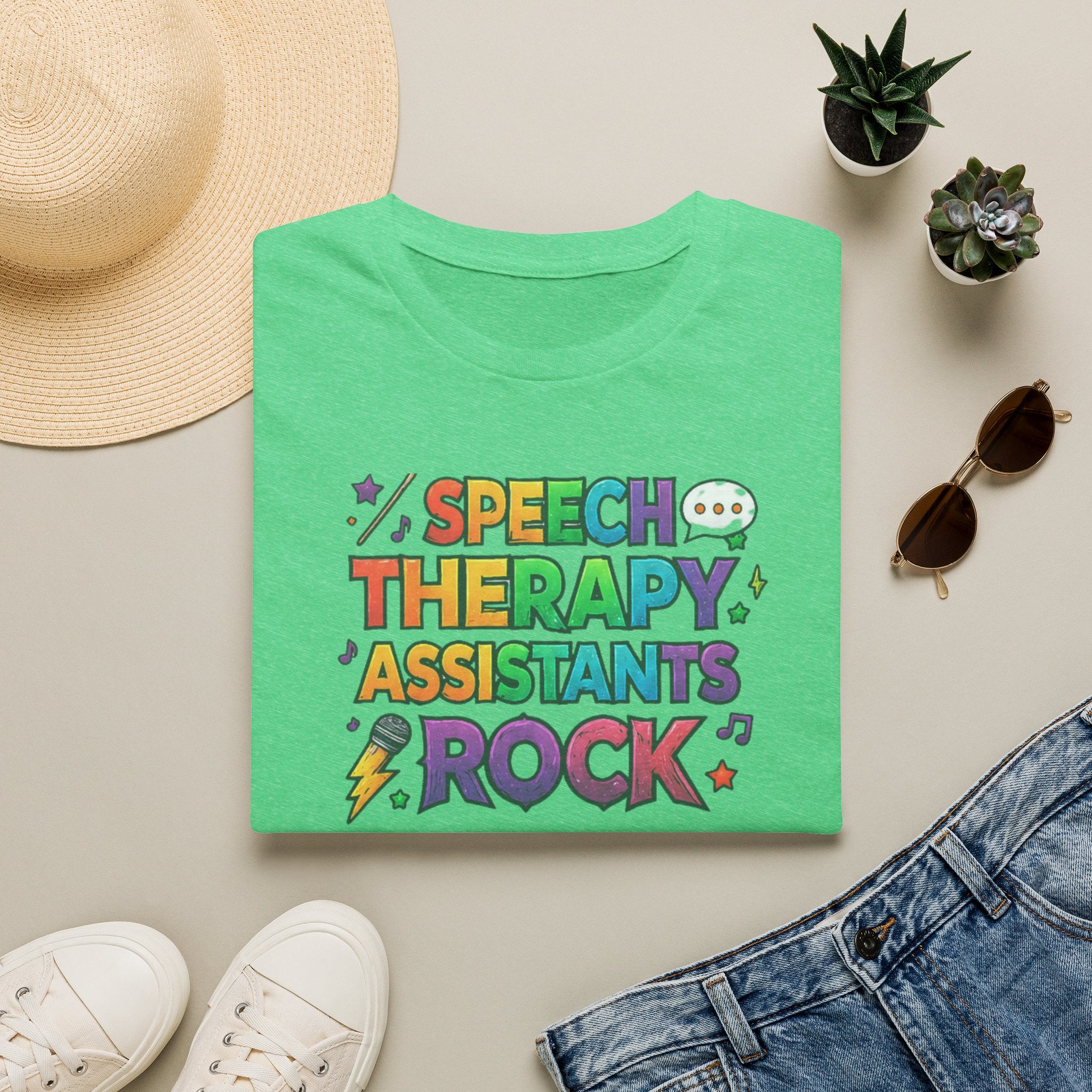Speech Therapy Assistants Rock T-Shirt — Colorful Retro Pride Tee for SLP Assistants