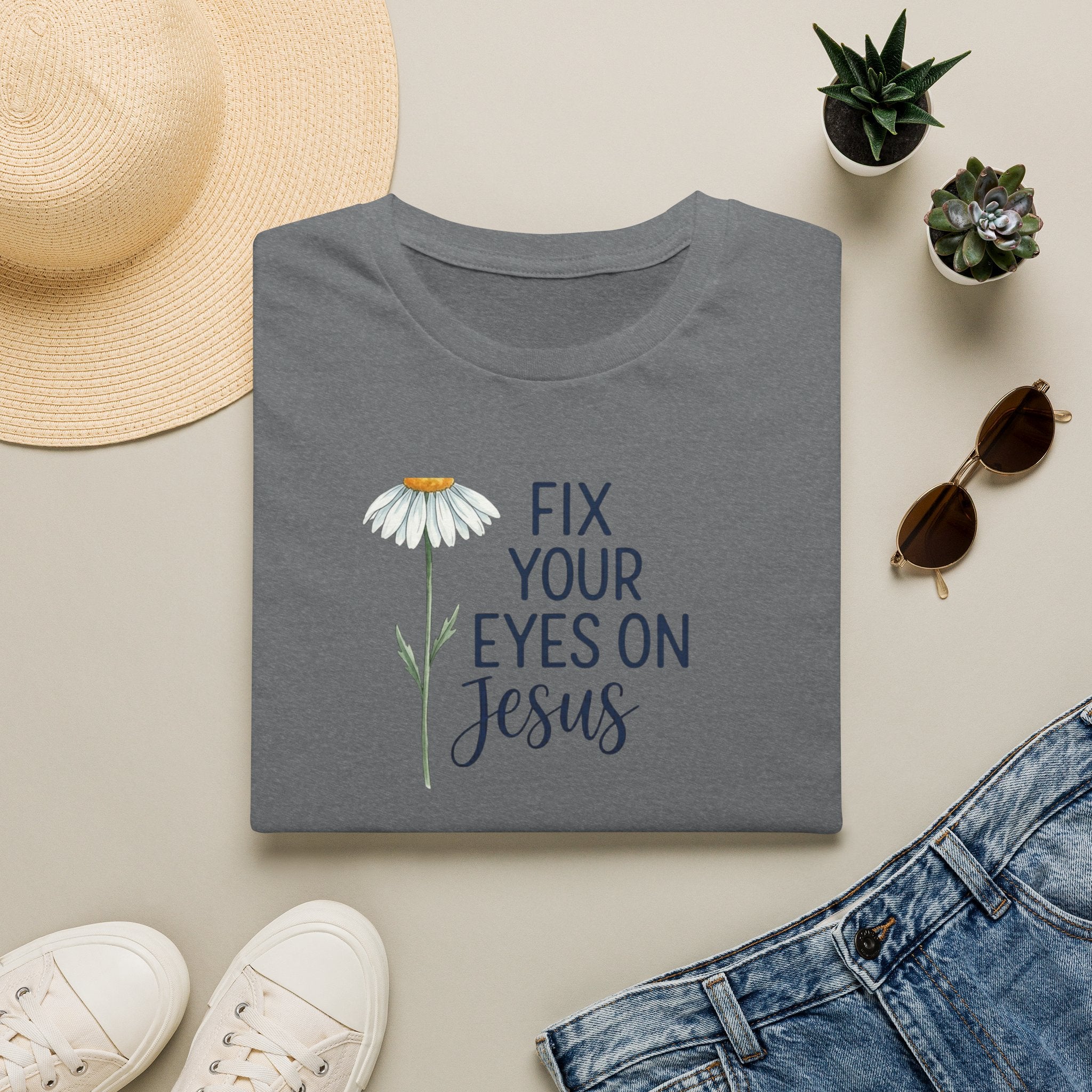 “Fix Your Eyes on Jesus” Daisy Christian Tee