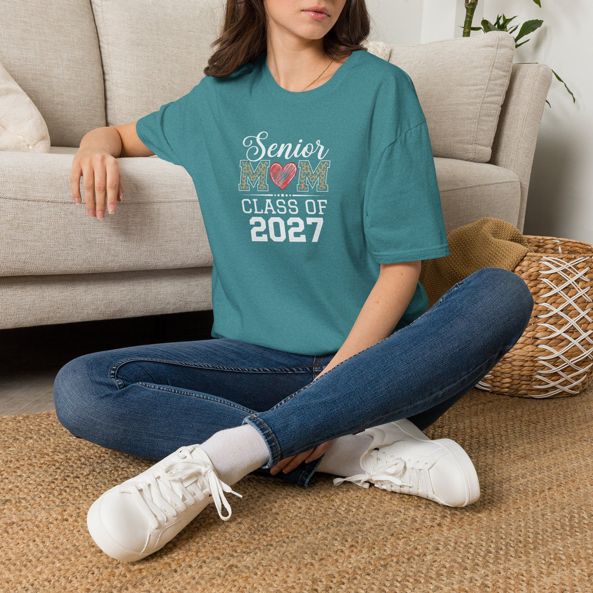 Mom Heart T-Shirt — Floral Leopard MOM Design for Mother's Day & Everyday
