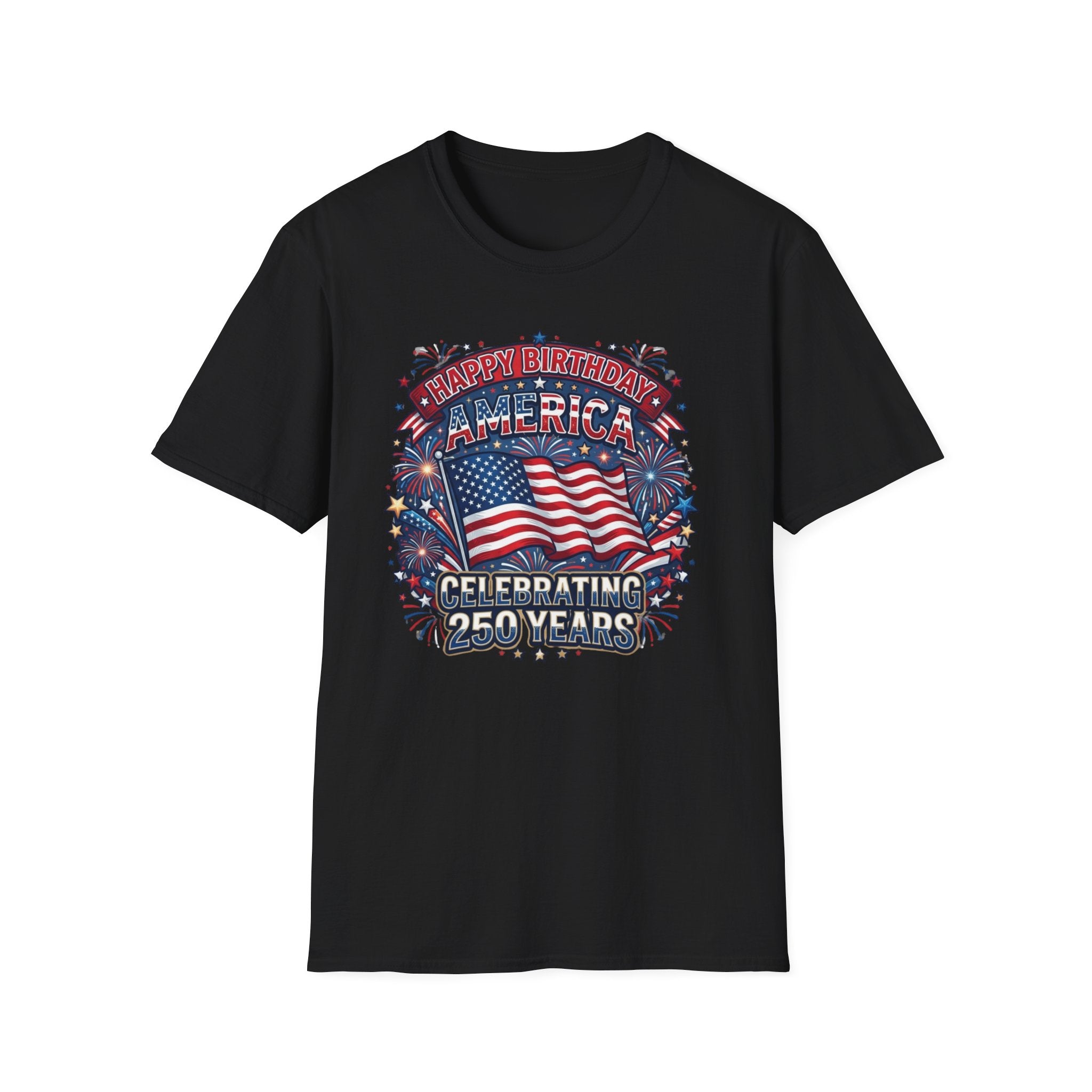 T-Shirt — "Happy Birthday America" Patriotic Flag Tee for 4th of July