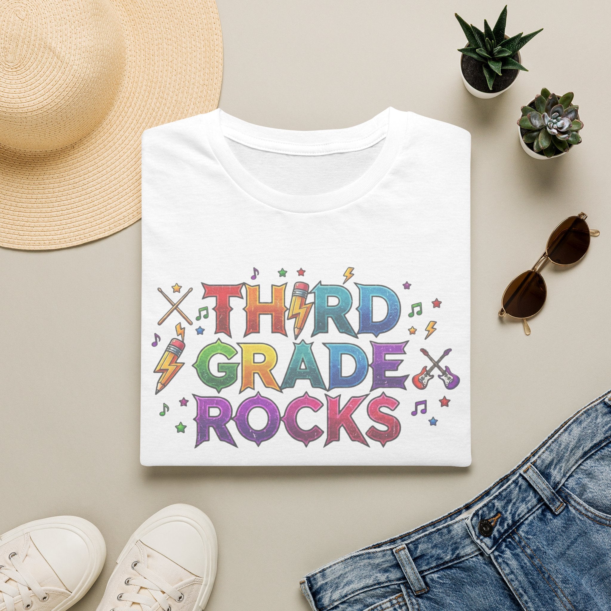 Third Grade Rocks T-Shirt — Colorful School Teacher & Student Tee