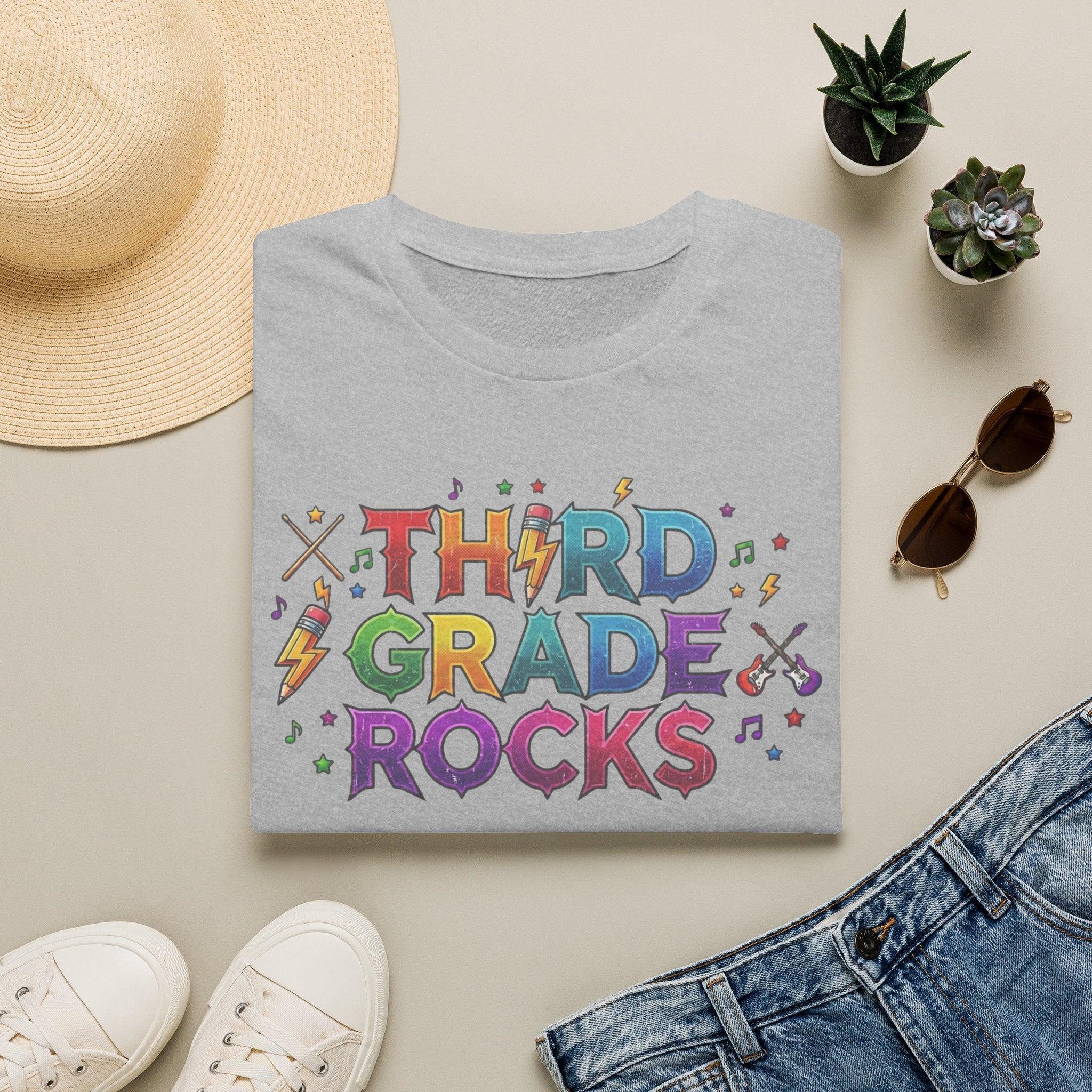 Third Grade Rocks T-Shirt — Colorful School Teacher & Student Tee