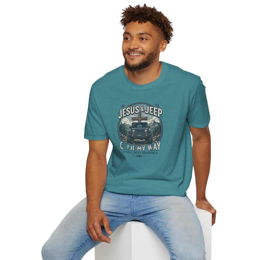 Jesus & Jeep T‑Shirt — Christian Off‑Road Faith Tee ("Jesus & Jeep Guide My Way")