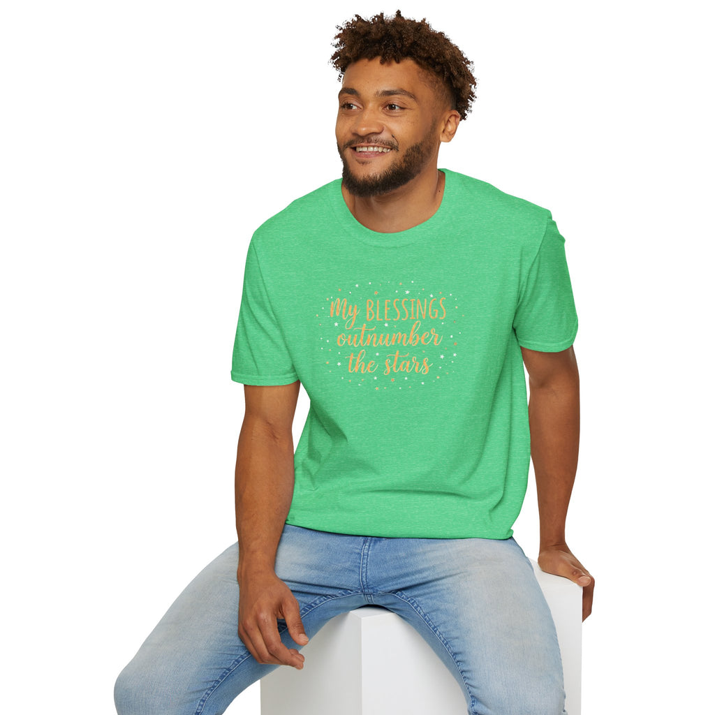 T-Shirt — “My Blessings Outnumber the Stars” Inspirational Script Tee