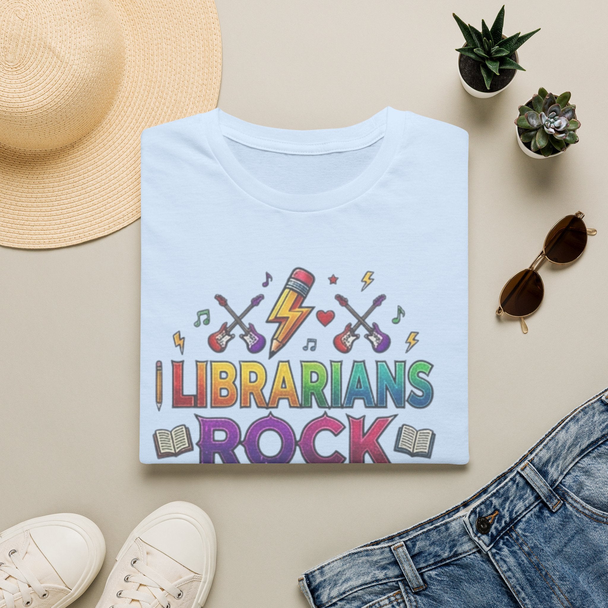 Librarians Rock T-Shirt — Colorful Music & Books Design