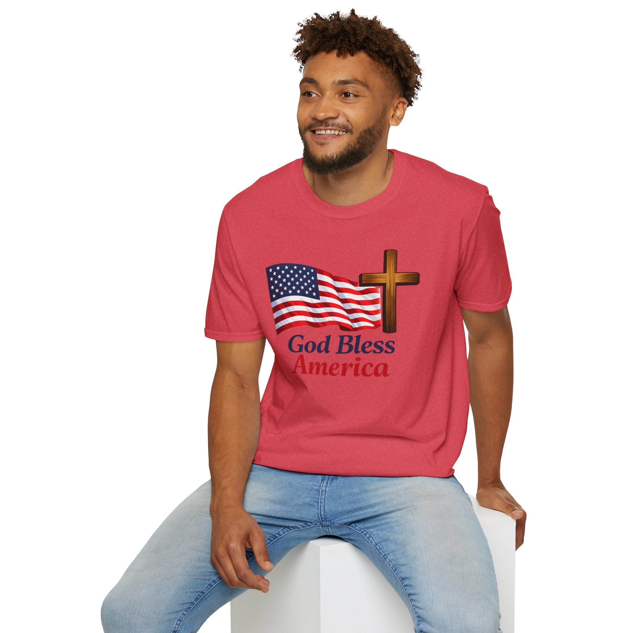 God Bless America T-Shirt — American Flag & Cross Patriotic Faith Tee