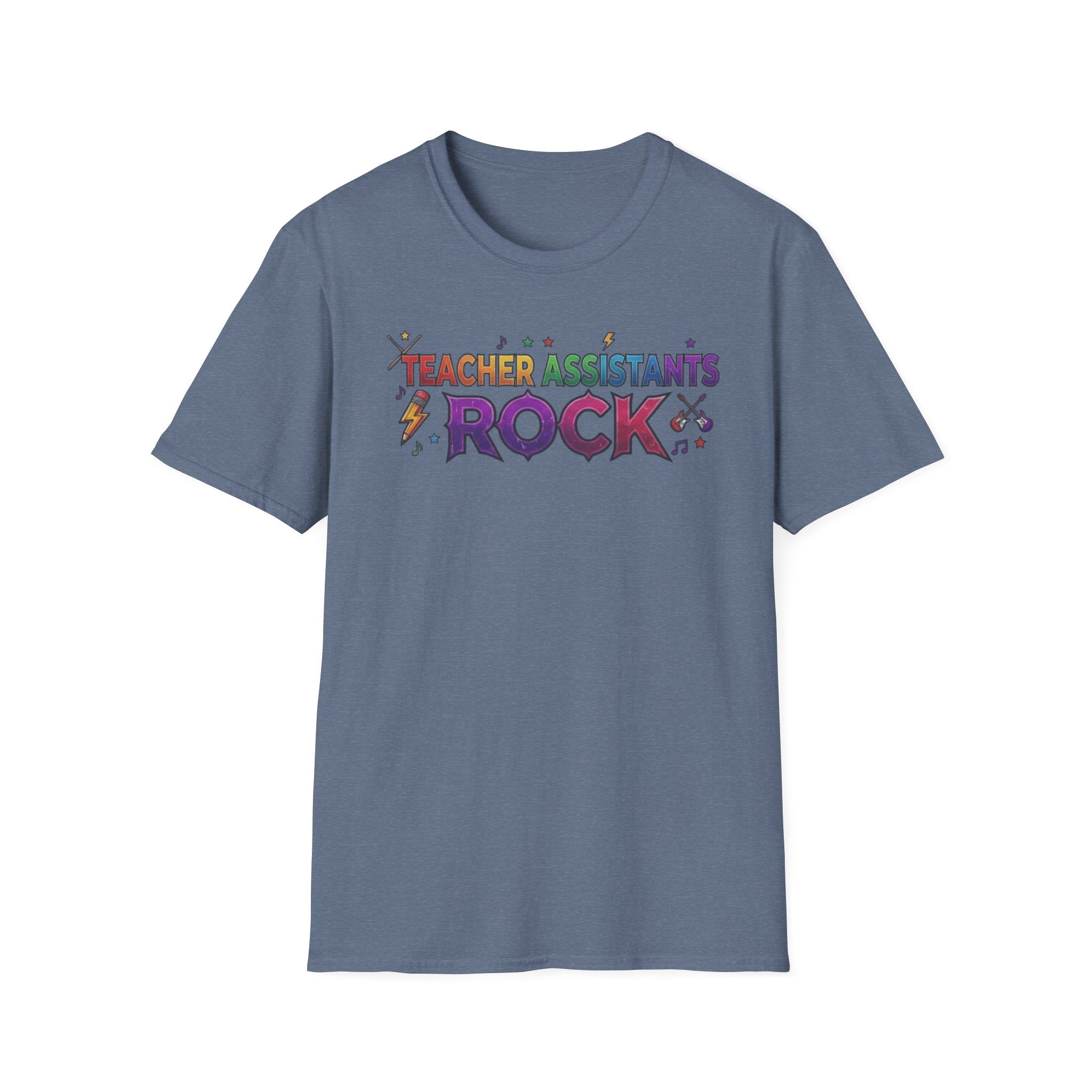Teacher Assistants Rock T-Shirt — Colorful Retro School Support Staff Tee
