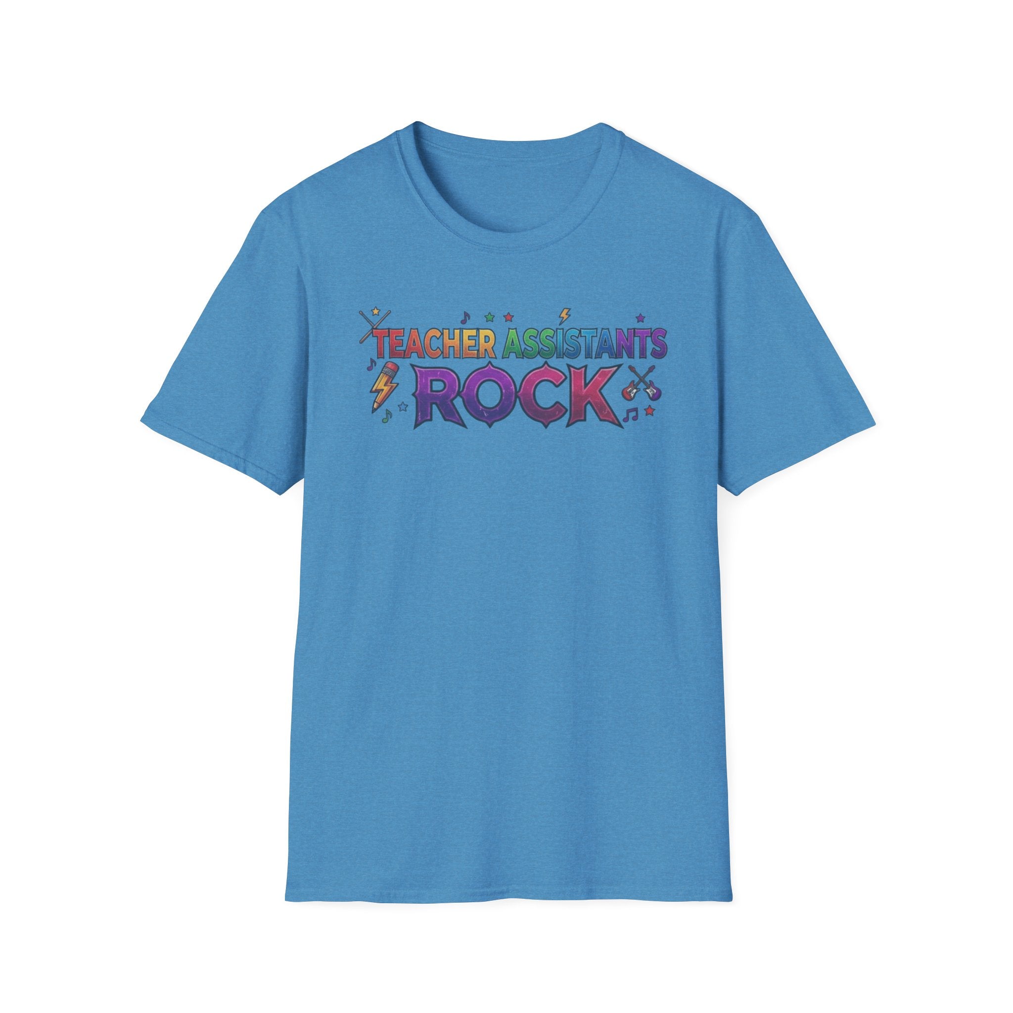 Teacher Assistants Rock T-Shirt — Colorful Retro School Support Staff Tee