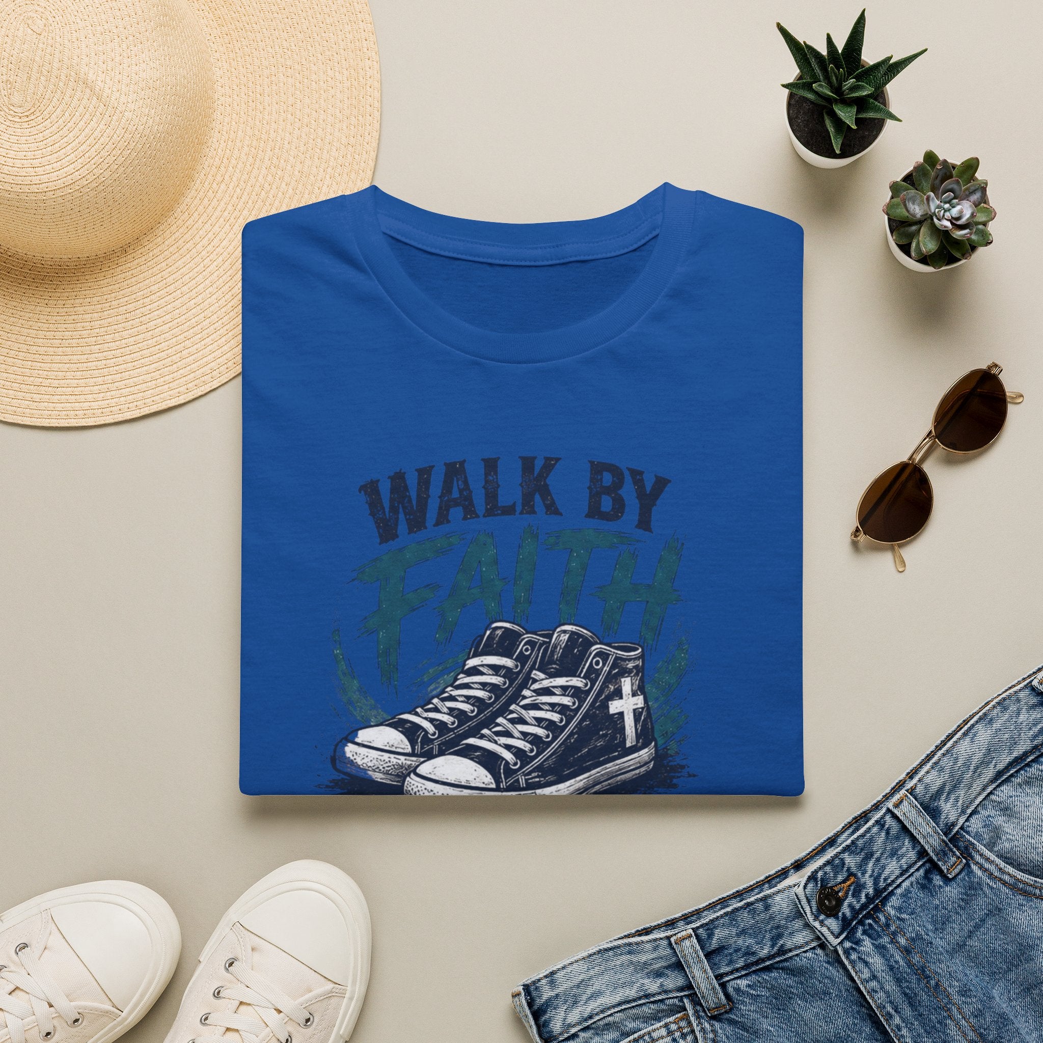 Walk by Faith T-Shirt — Christian Faith Graphic Tee (2 Corinthians 5:7)