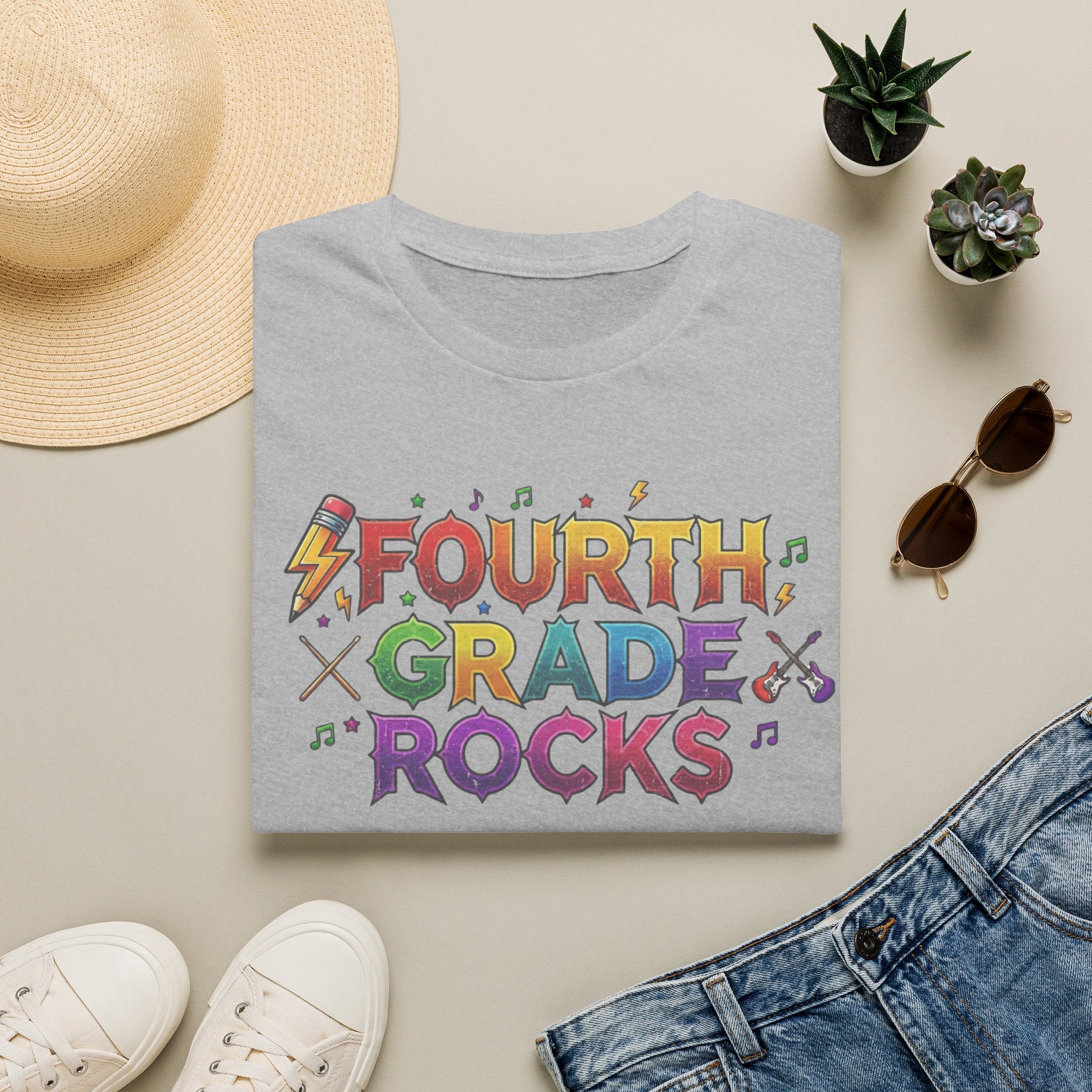 Fourth Grade Rocks T-Shirt — Colorful Teacher/Student Appreciation Tee