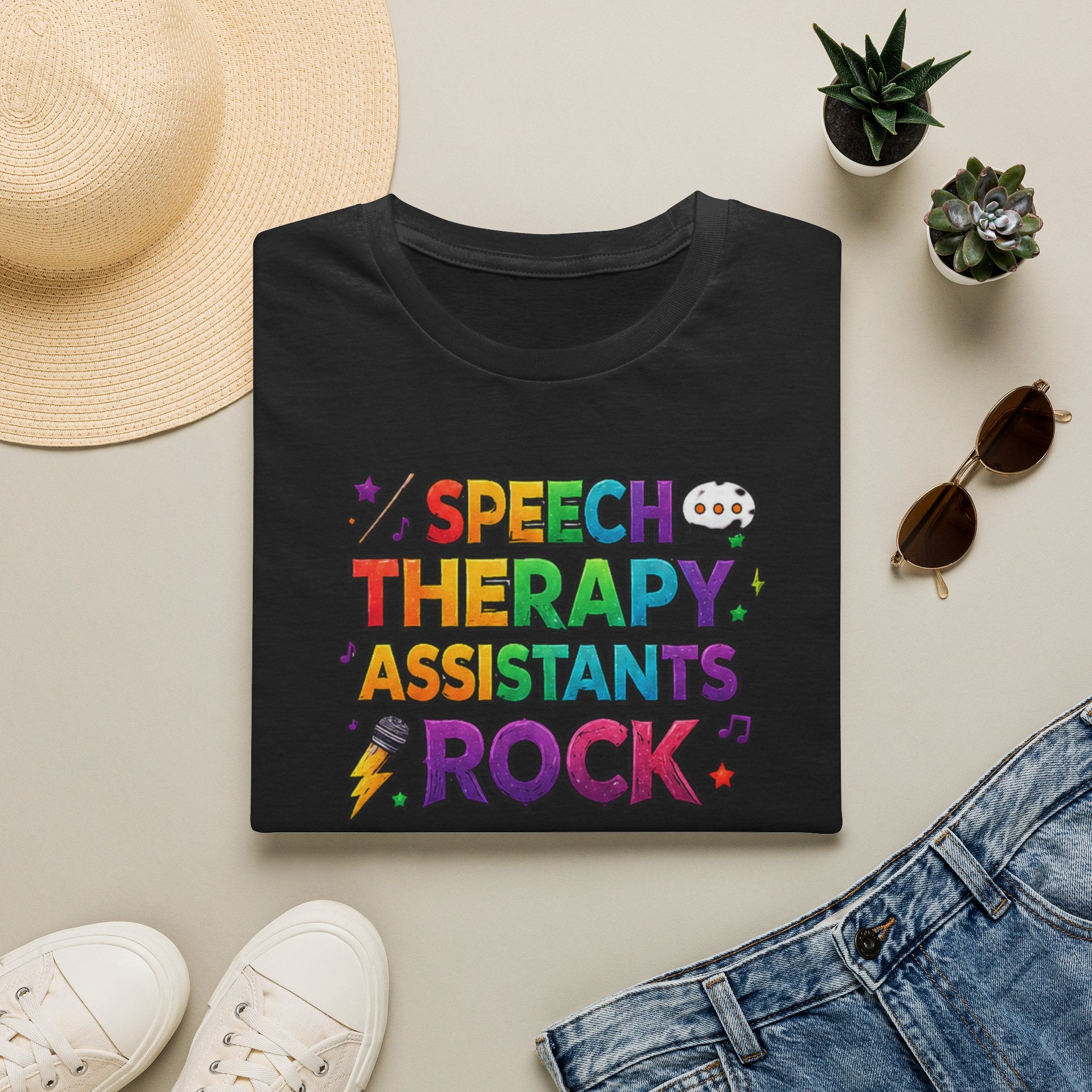 Speech Therapy Assistants Rock T-Shirt — Colorful Retro Pride Tee for SLP Assistants