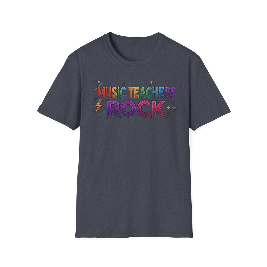 Music Teachers Rock T‑Shirt — Funky Colorful Graphic Tee for Music Educators