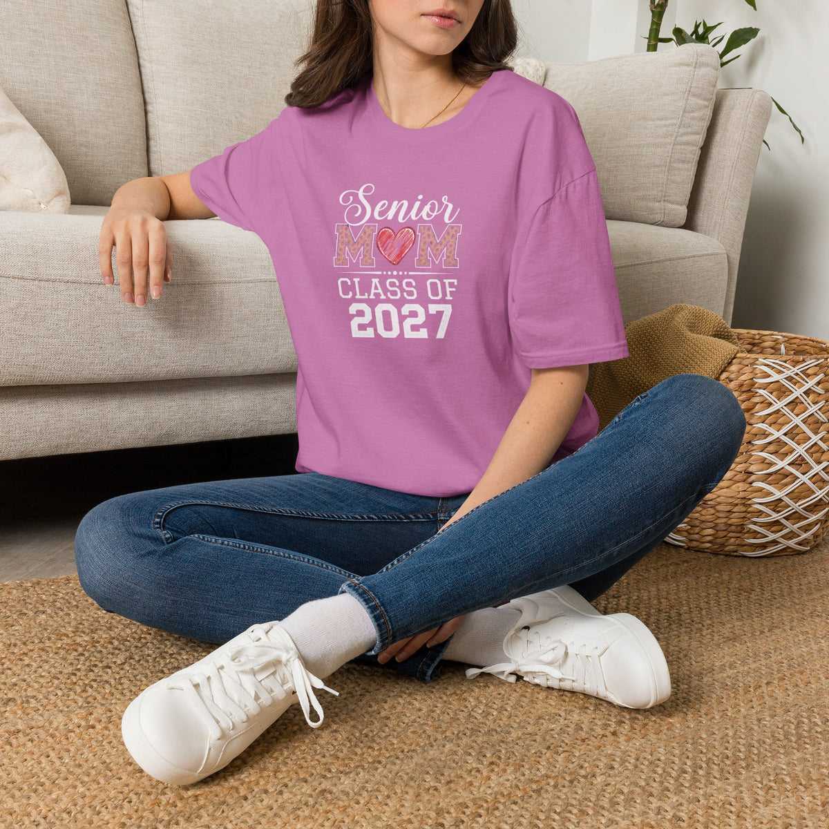 Mom Heart T-Shirt — Floral Leopard MOM Design for Mother's Day & Everyday