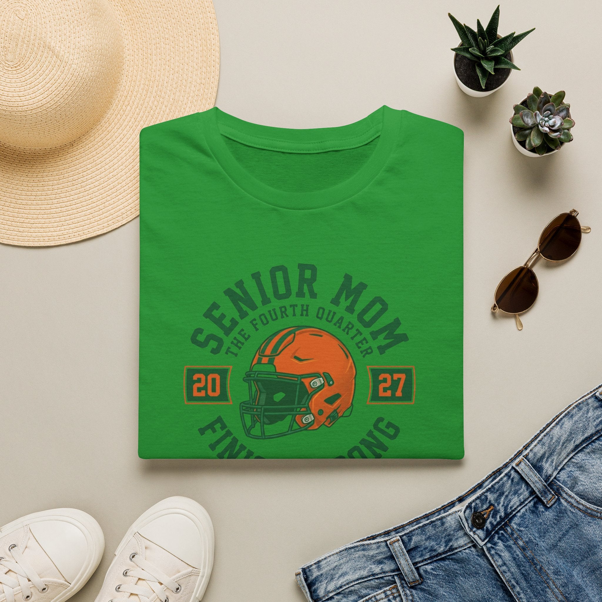 Senior Mom 2027 Football Helmet Tee — Finish Strong Mom Shirt