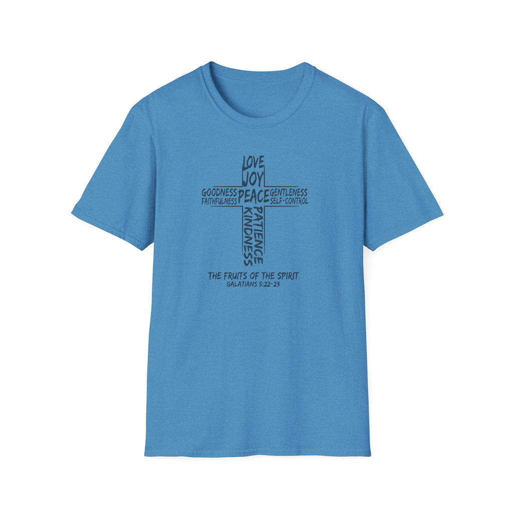 Faith Cross T-Shirt — 'Fruit of the Spirit' Typography Tee (Love, Joy, Peace)