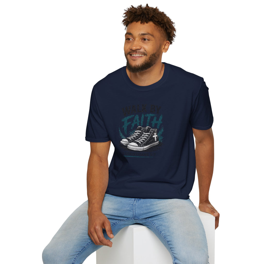 Walk by Faith T-Shirt — Christian Faith Graphic Tee (2 Corinthians 5:7)