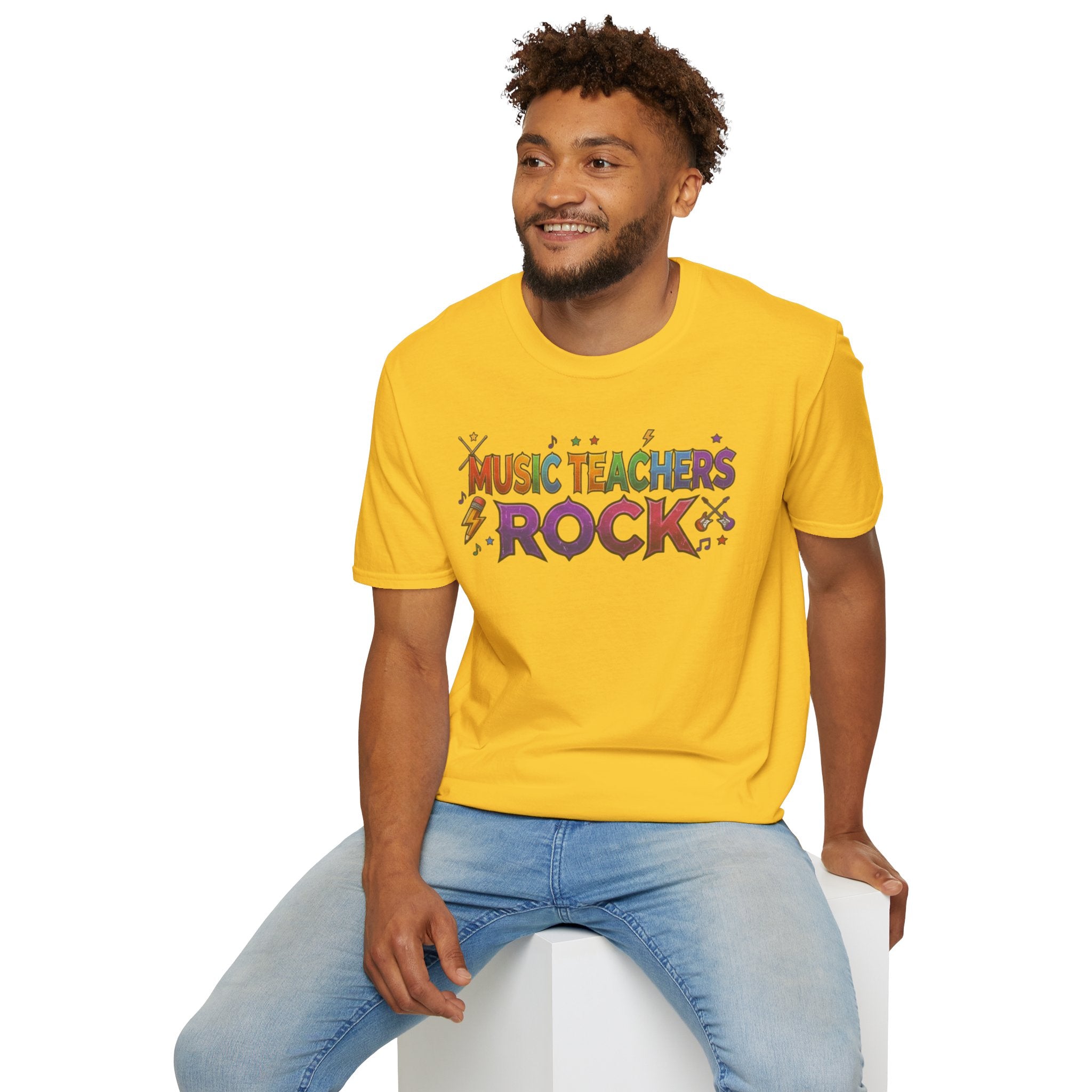 Music Teachers Rock T‑Shirt — Funky Colorful Graphic Tee for Music Educators
