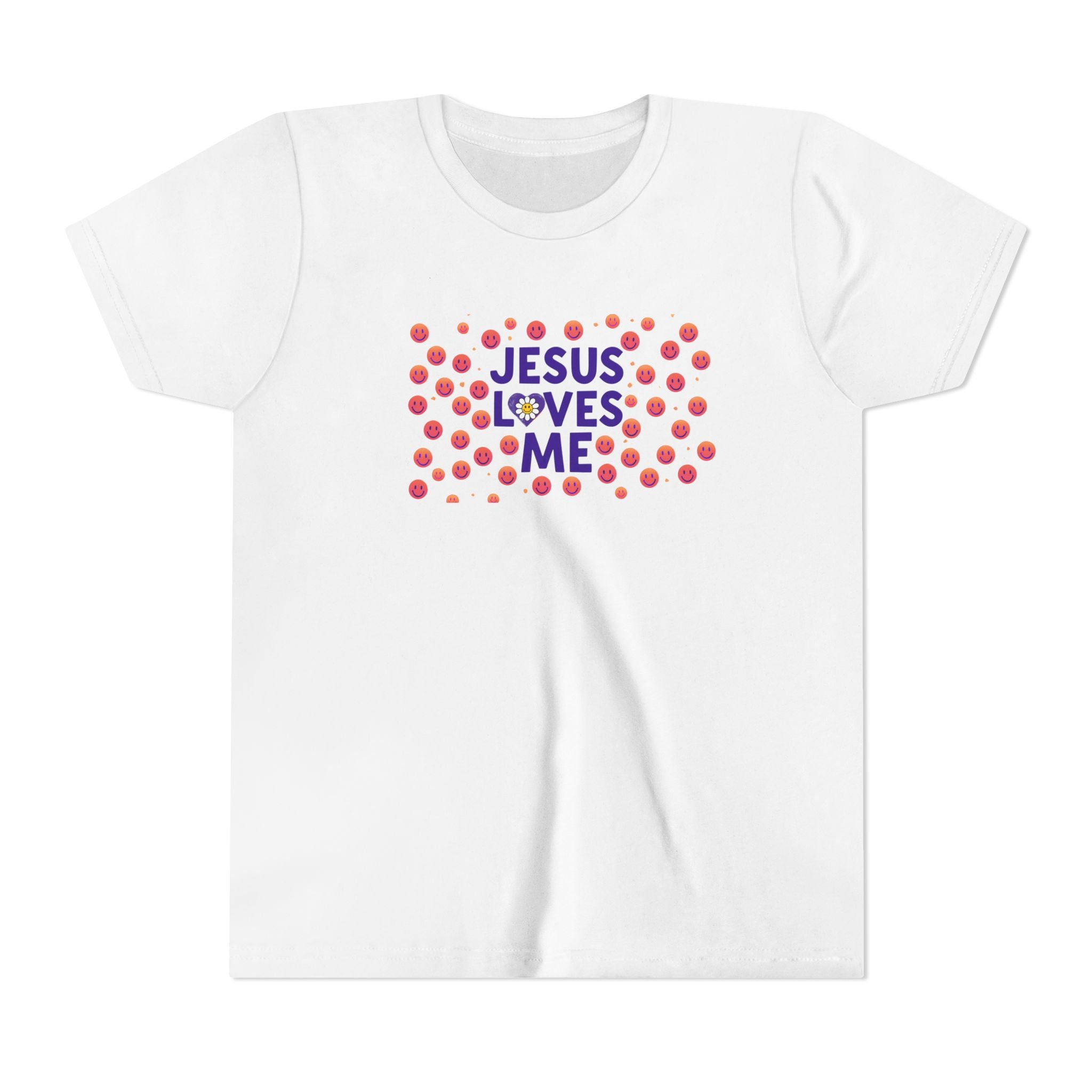 Youth Tee - "Jesus Loves Me" Colorful Dot Christian Kids Shirt