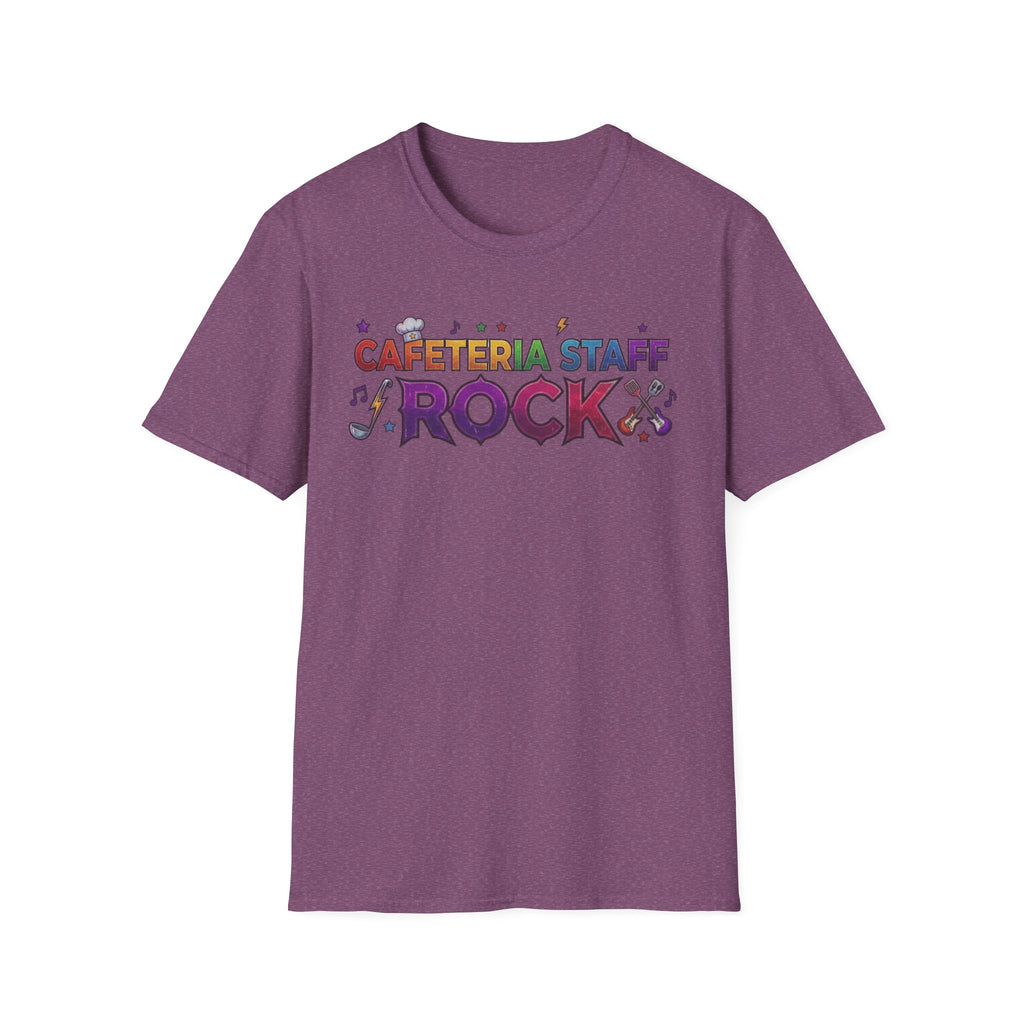 Cafeteria Staff Rock T-Shirt — Retro Rainbow School Lunch Crew Tee