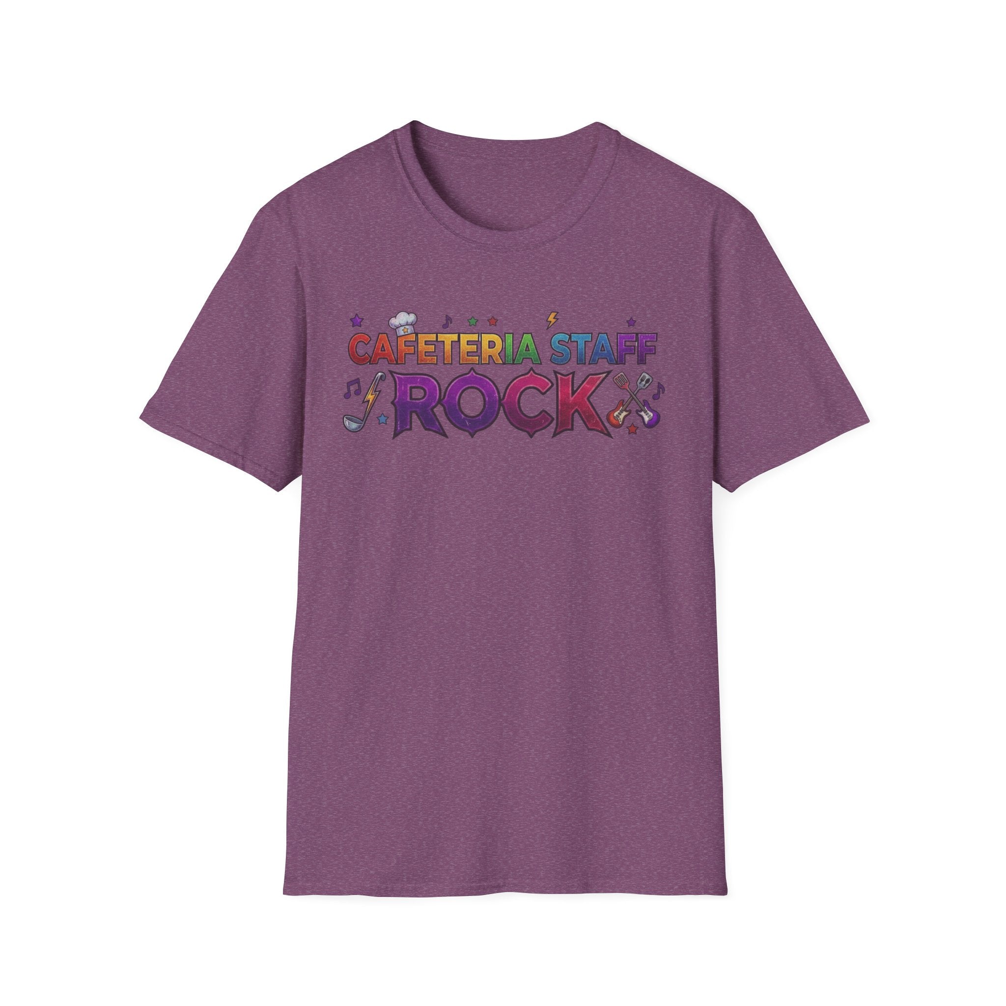 Cafeteria Staff Rock T-Shirt — Retro Rainbow School Lunch Crew Tee
