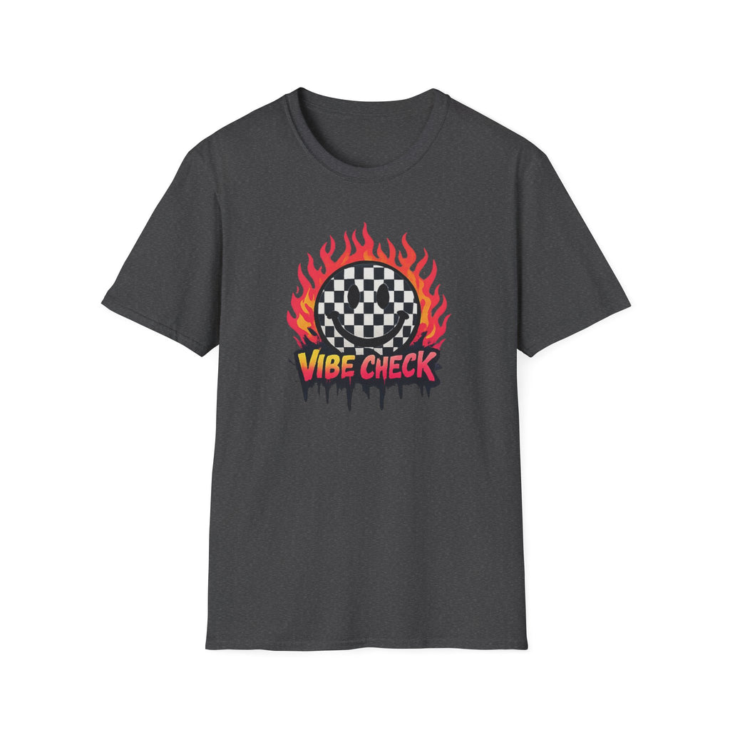 Vibe Check Graphic T-Shirt — Checkerboard Flame Design