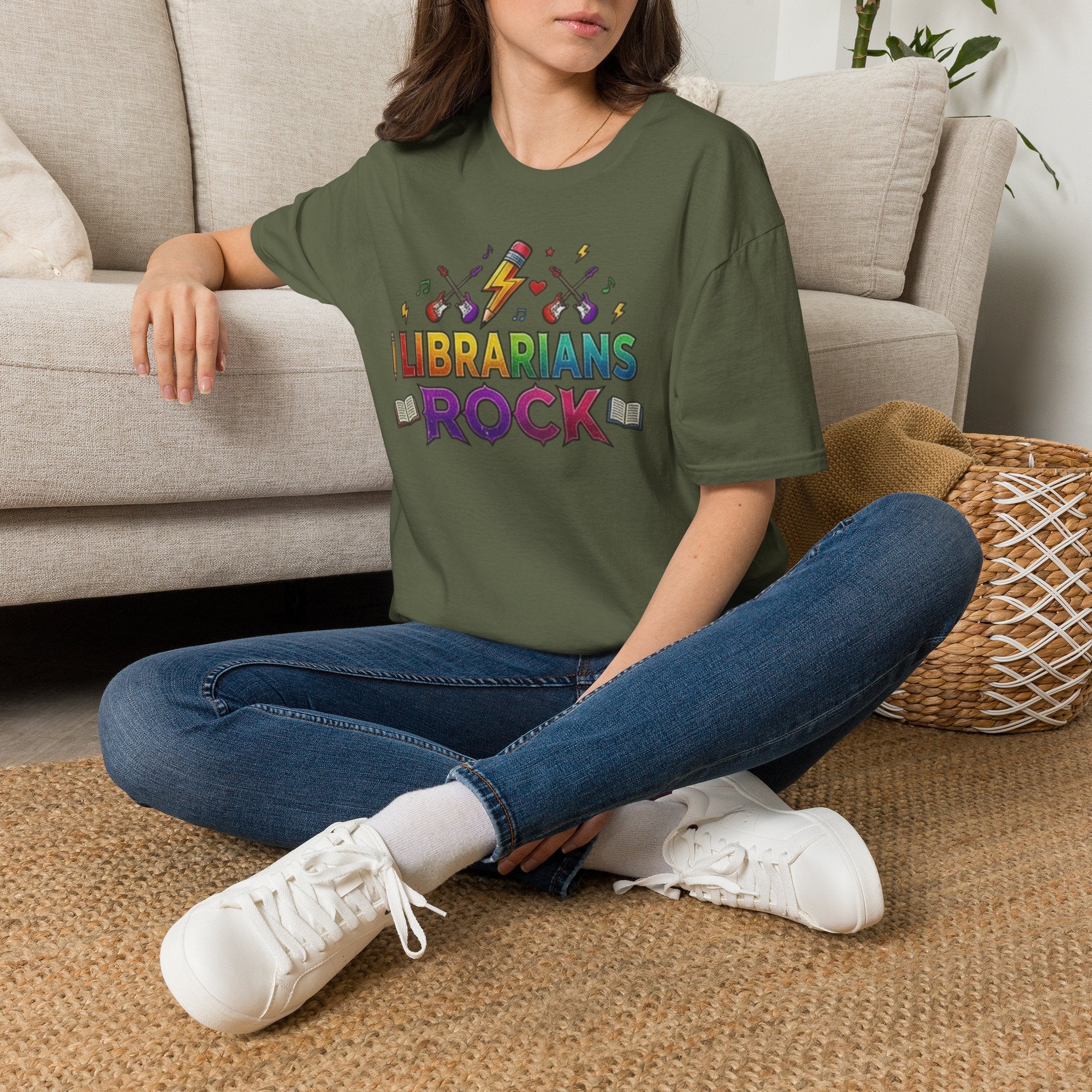 Librarians Rock T-Shirt — Colorful Music & Books Design