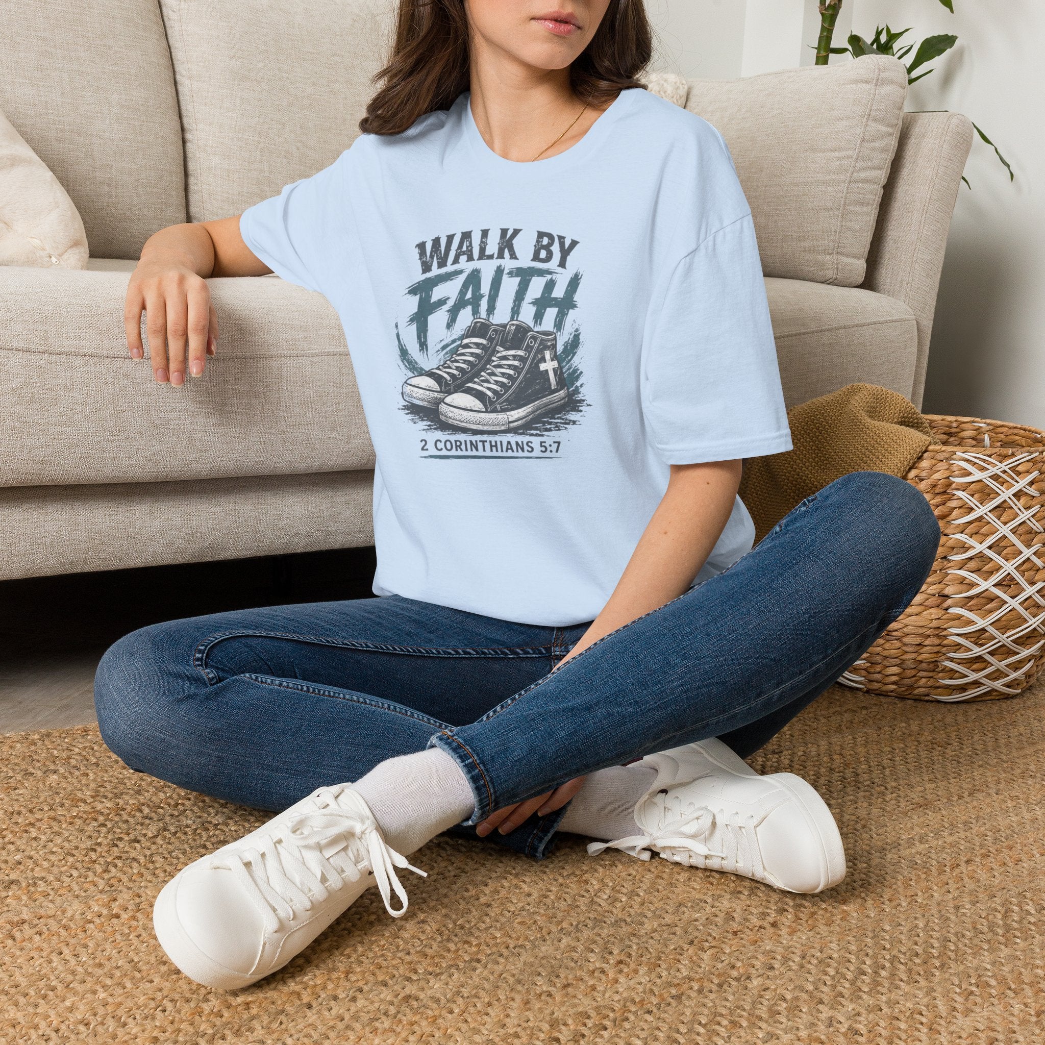 Walk by Faith T-Shirt — Christian Faith Graphic Tee (2 Corinthians 5:7)