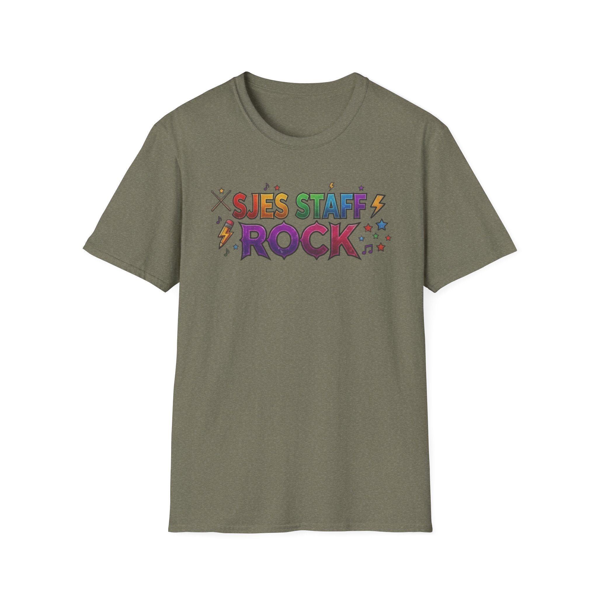 SJES Staff Rock T-Shirt — Colorful Retro School Staff Appreciation Tee
