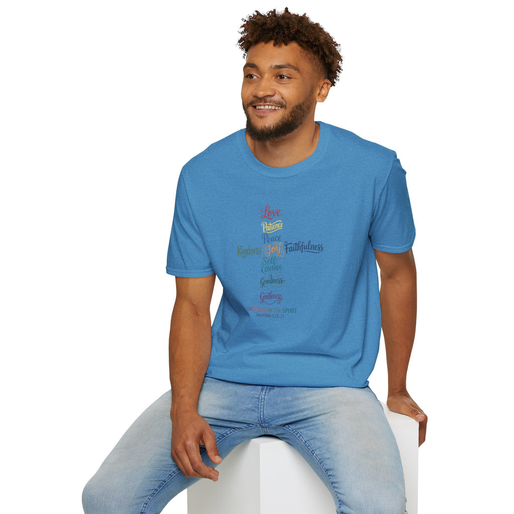 Christian Cross Word Art T-Shirt — Fruits of the Spirit Faith Tee