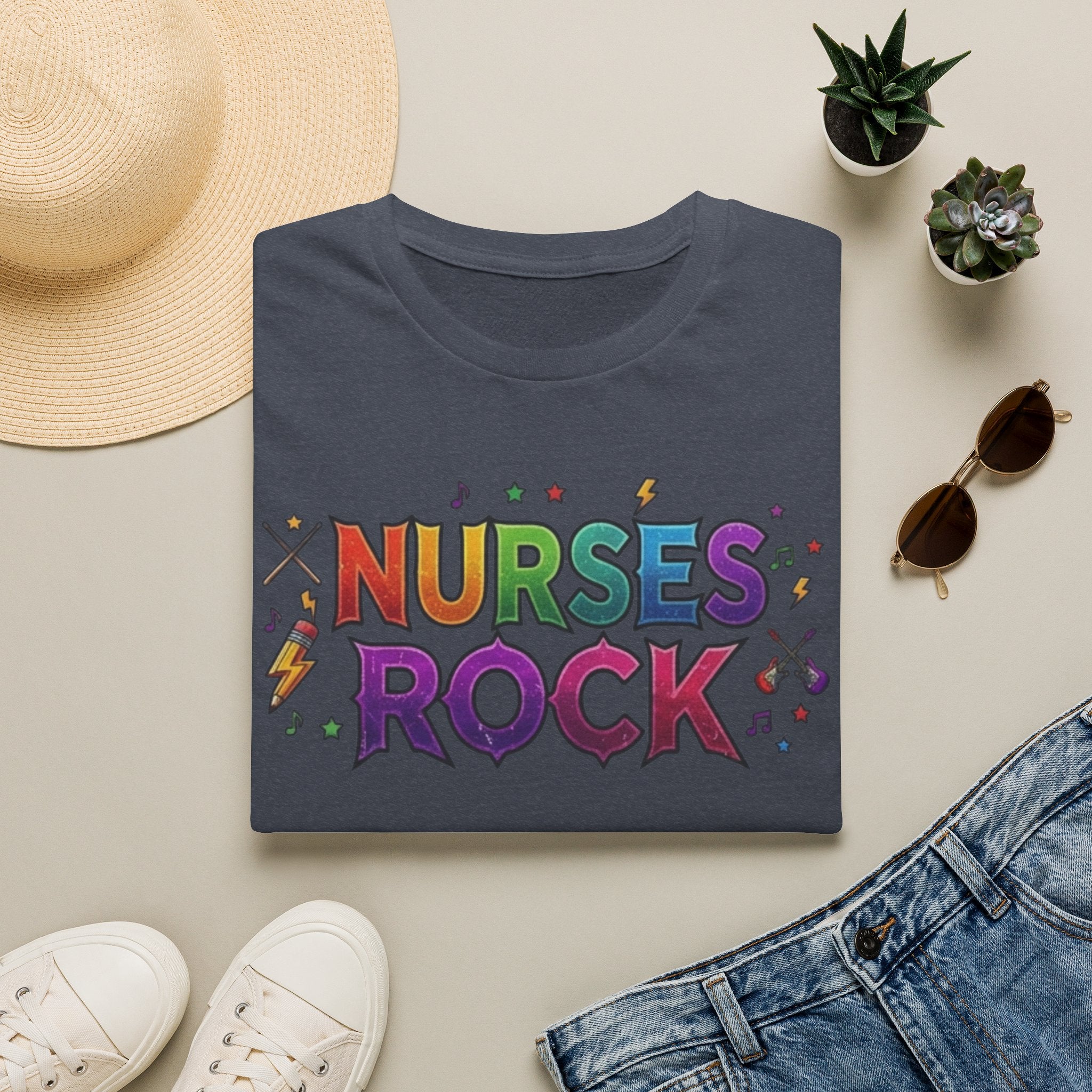 Nurses Rock T-Shirt — Colorful Retro Graphic Tee for Nurses