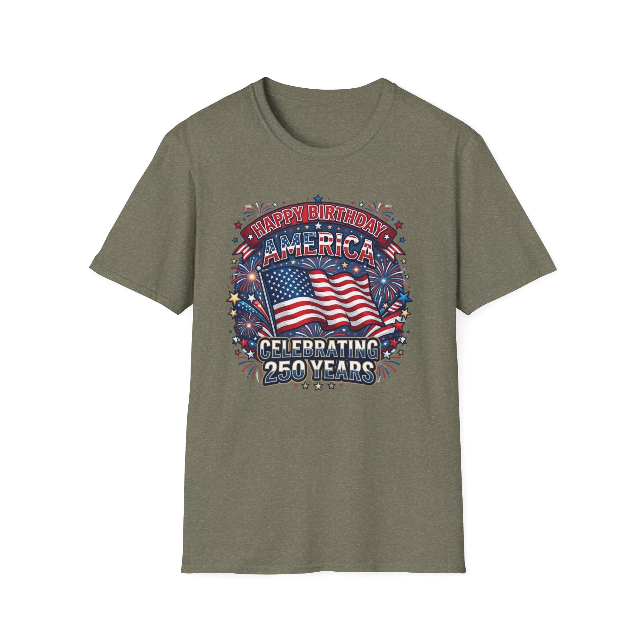 T-Shirt — "Happy Birthday America" Patriotic Flag Tee for 4th of July