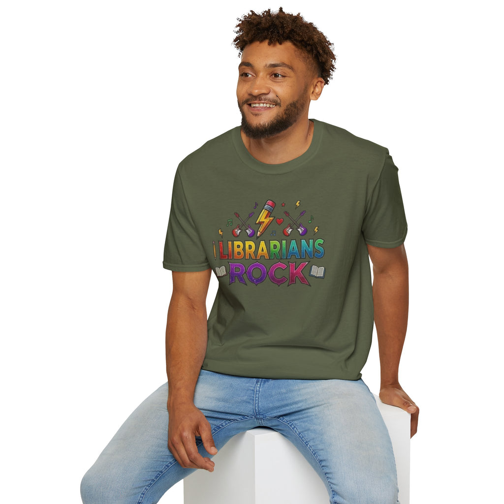 Librarians Rock T-Shirt — Colorful Music & Books Design