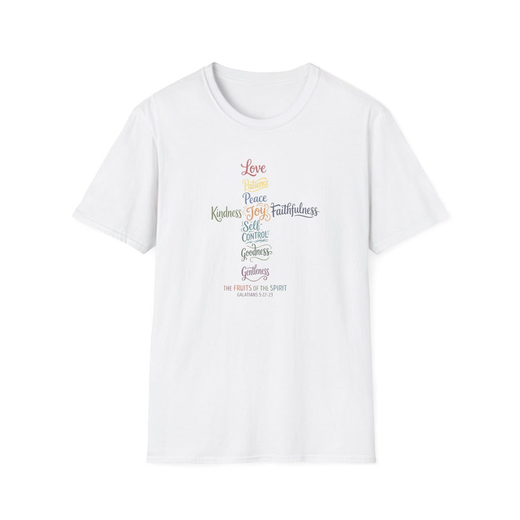 Christian Cross Word Art T-Shirt — Fruits of the Spirit Faith Tee