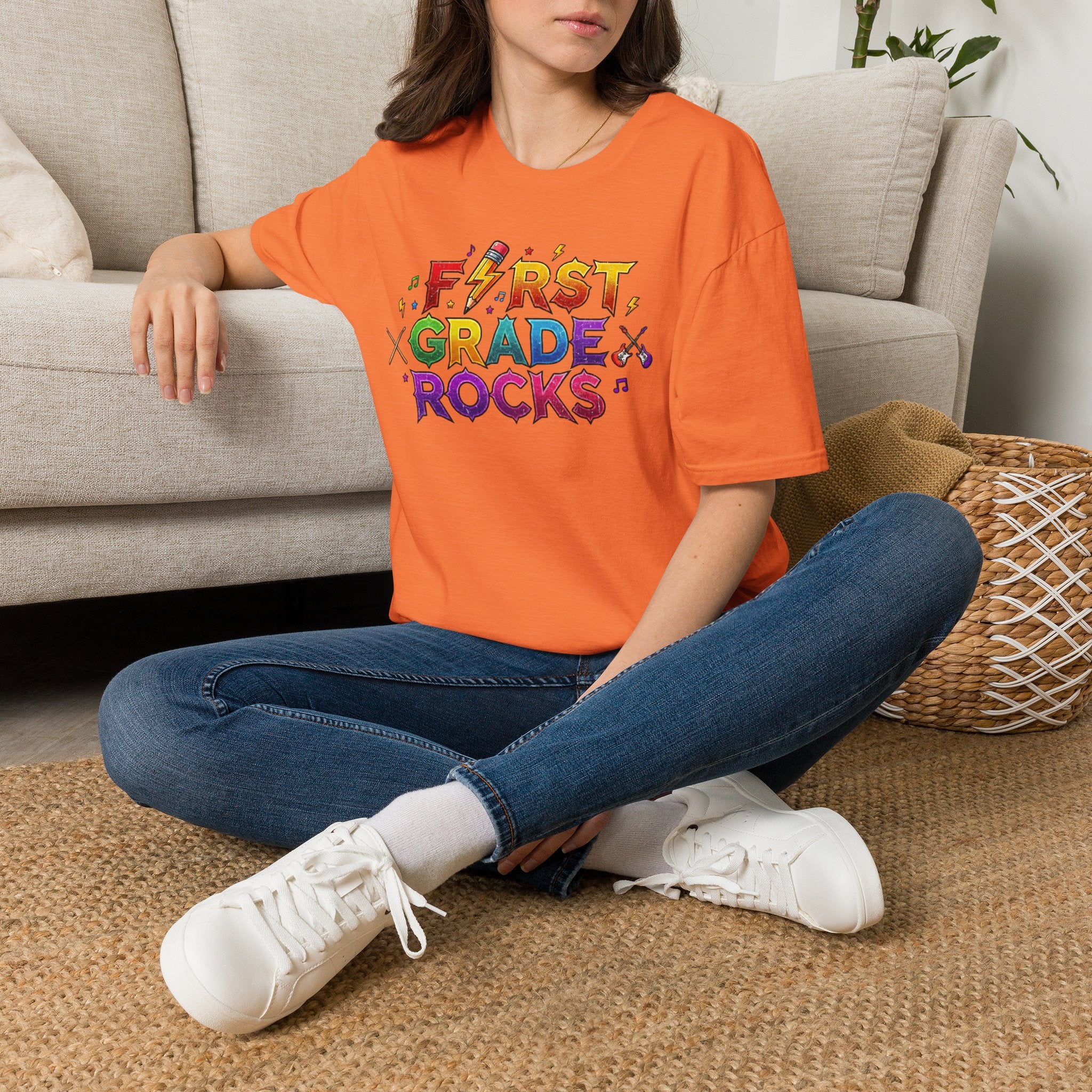 First Grade Rocks T-Shirt — Colorful Back-to-School Tee for Teachers & Students