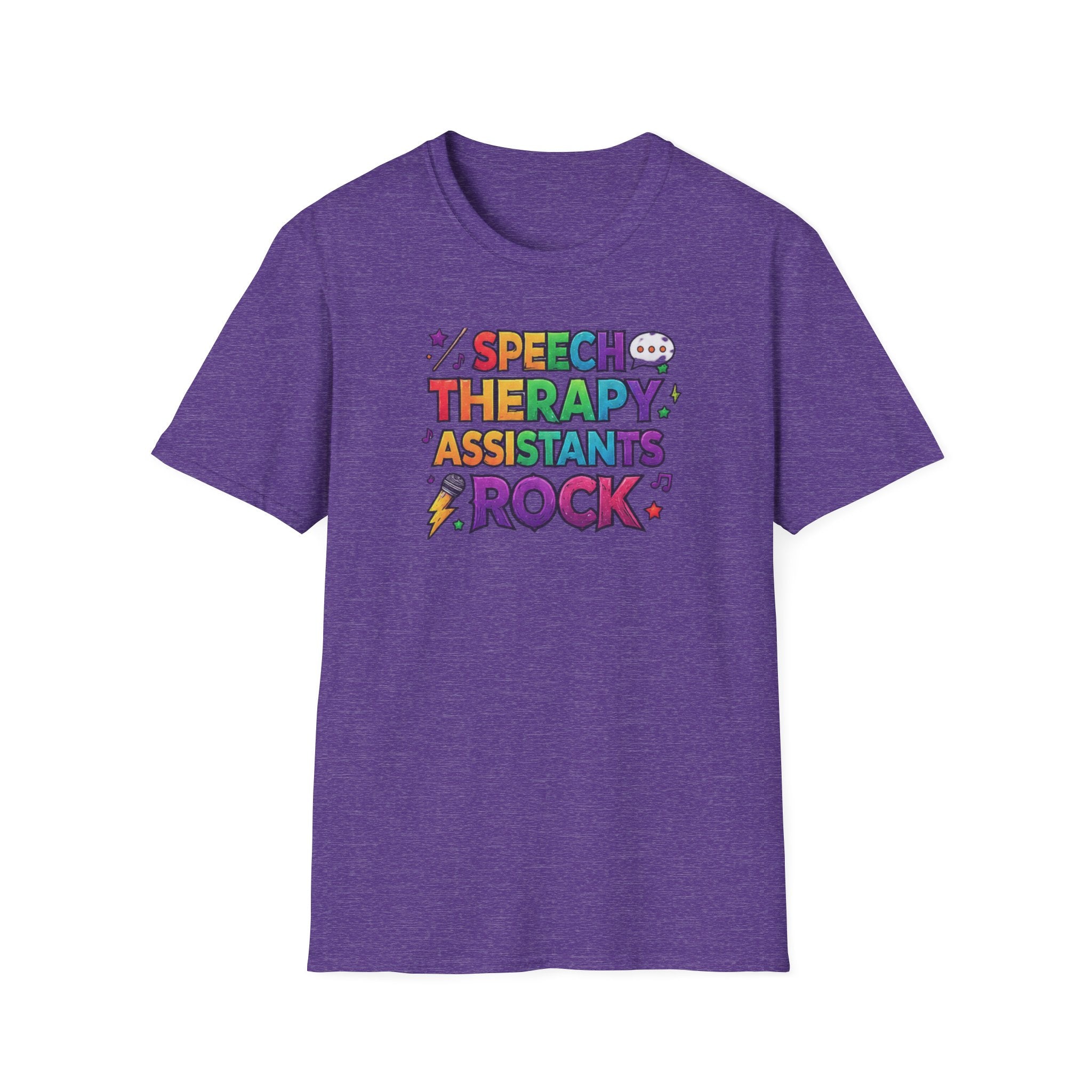 Speech Therapy Assistants Rock T-Shirt — Colorful Retro Pride Tee for SLP Assistants