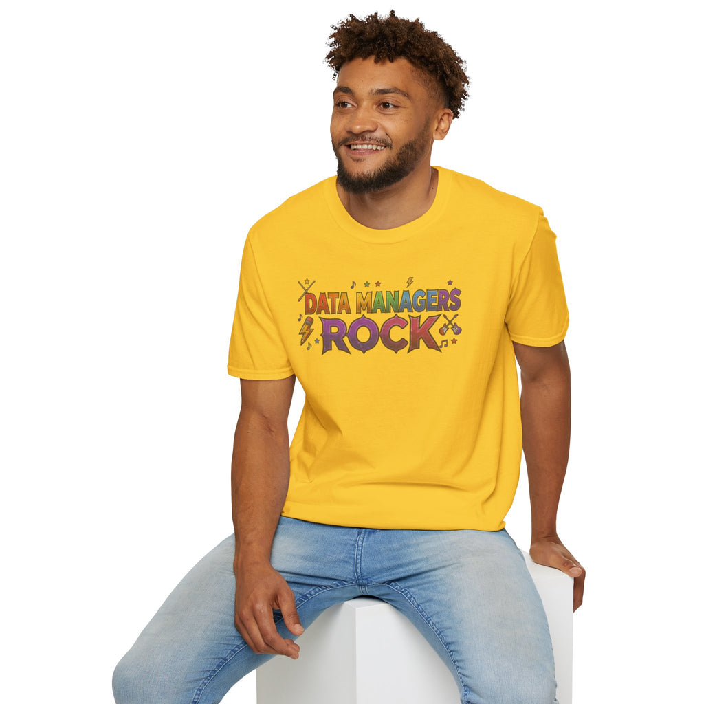Data Managers Rock T-Shirt — Retro Rock Band Style Shirt for Data Professionals