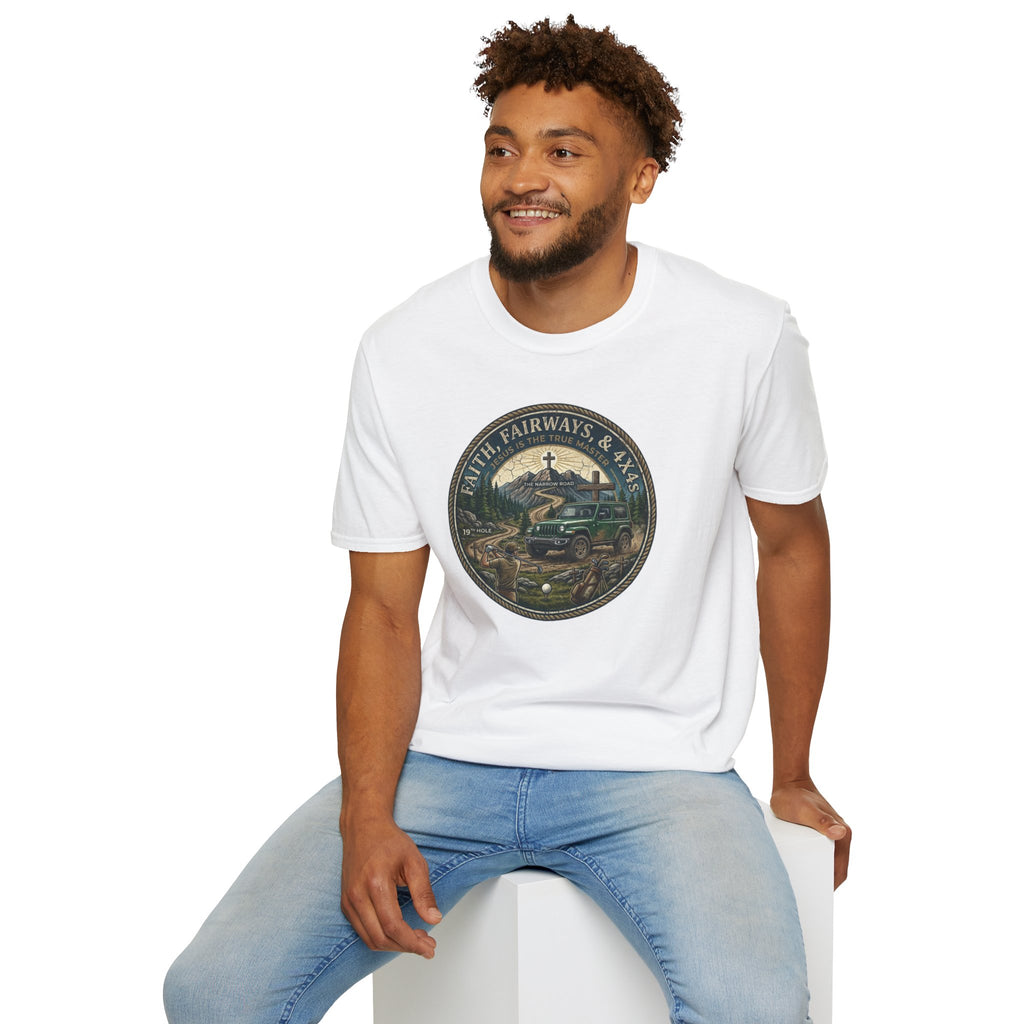 Faith, Fairways & 4x4s Graphic Tee — Outdoor Christian Adventure T-Shirt