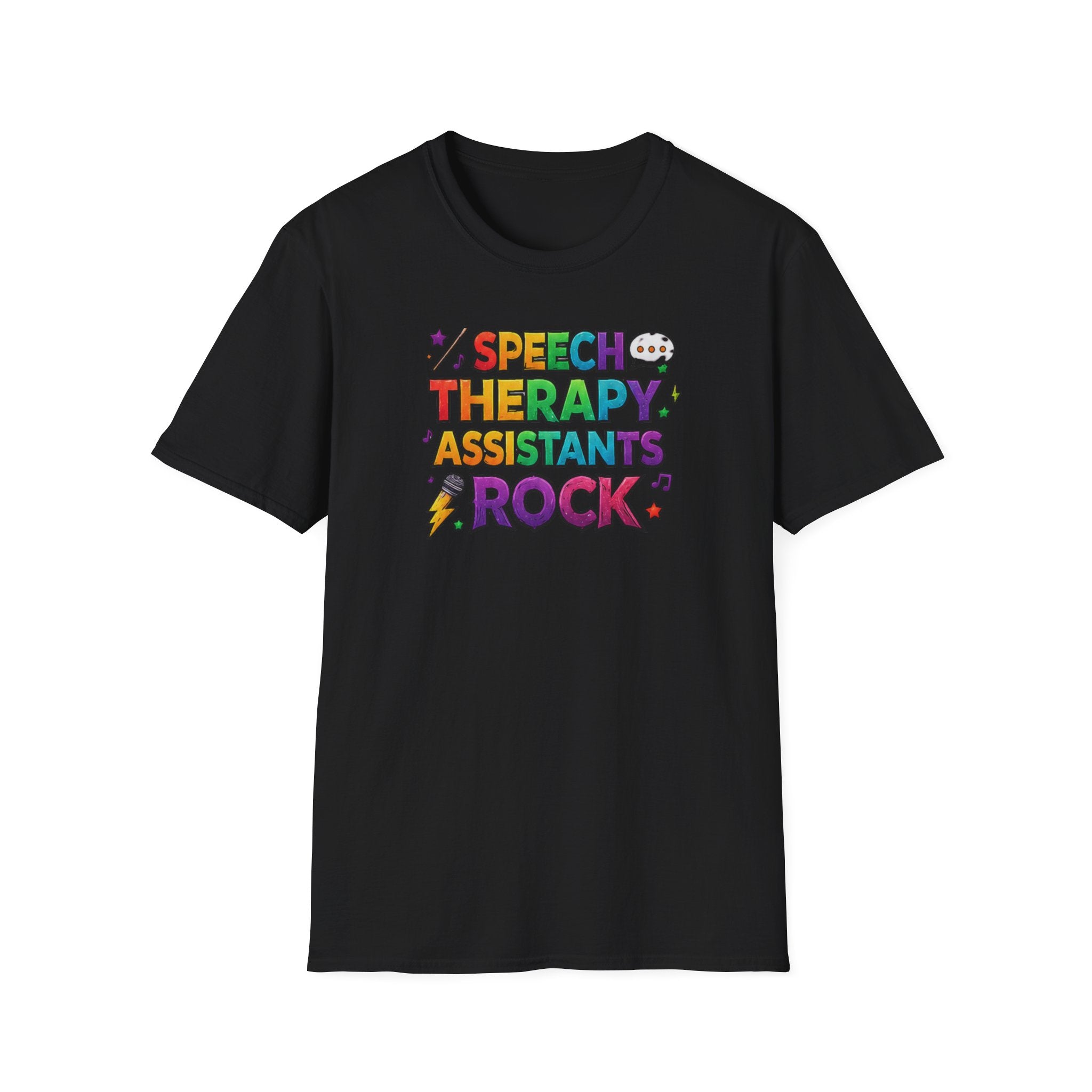 Speech Therapy Assistants Rock T-Shirt — Colorful Retro Pride Tee for SLP Assistants