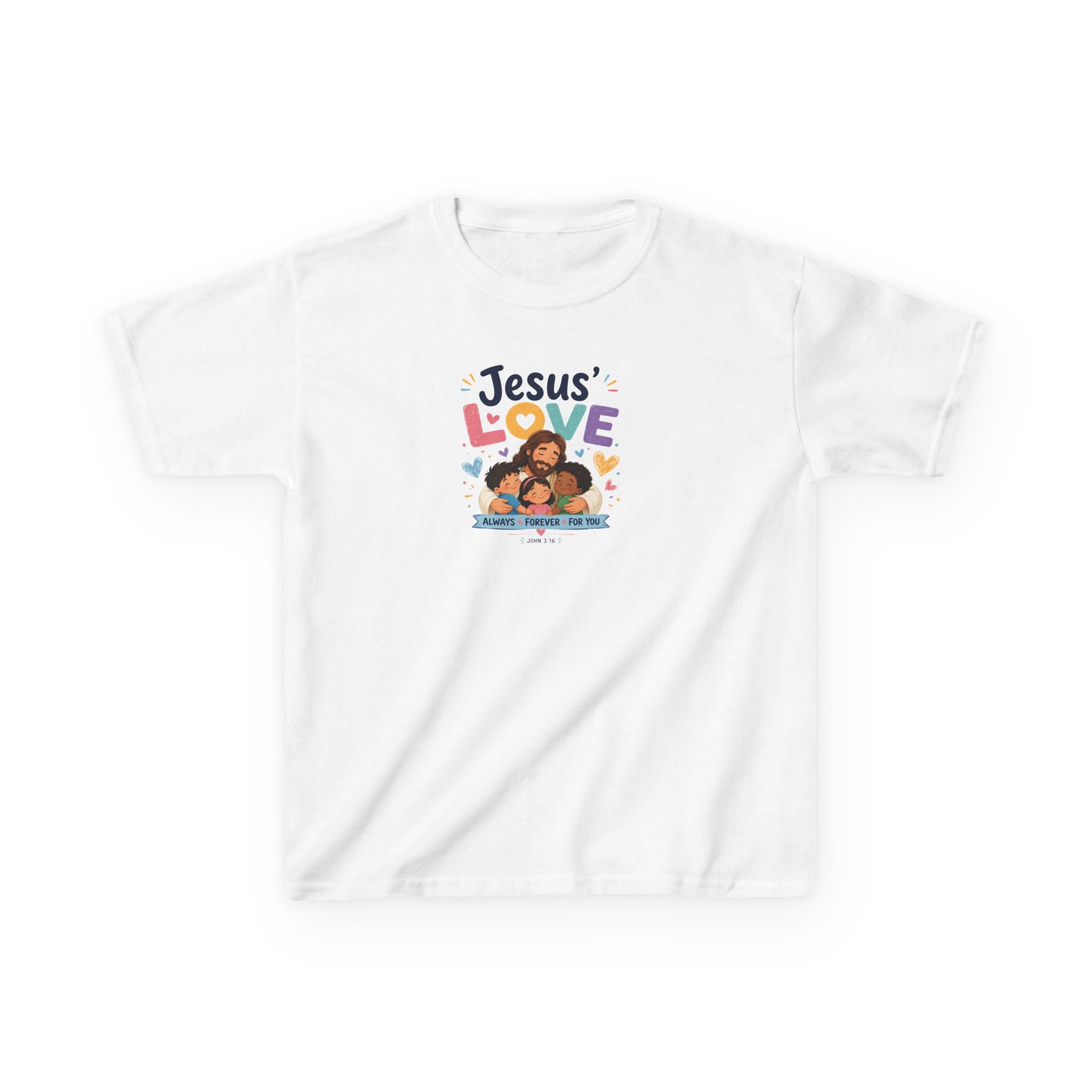 Kids Tee - "Jesus' Love" Colorful Faith Graphic
