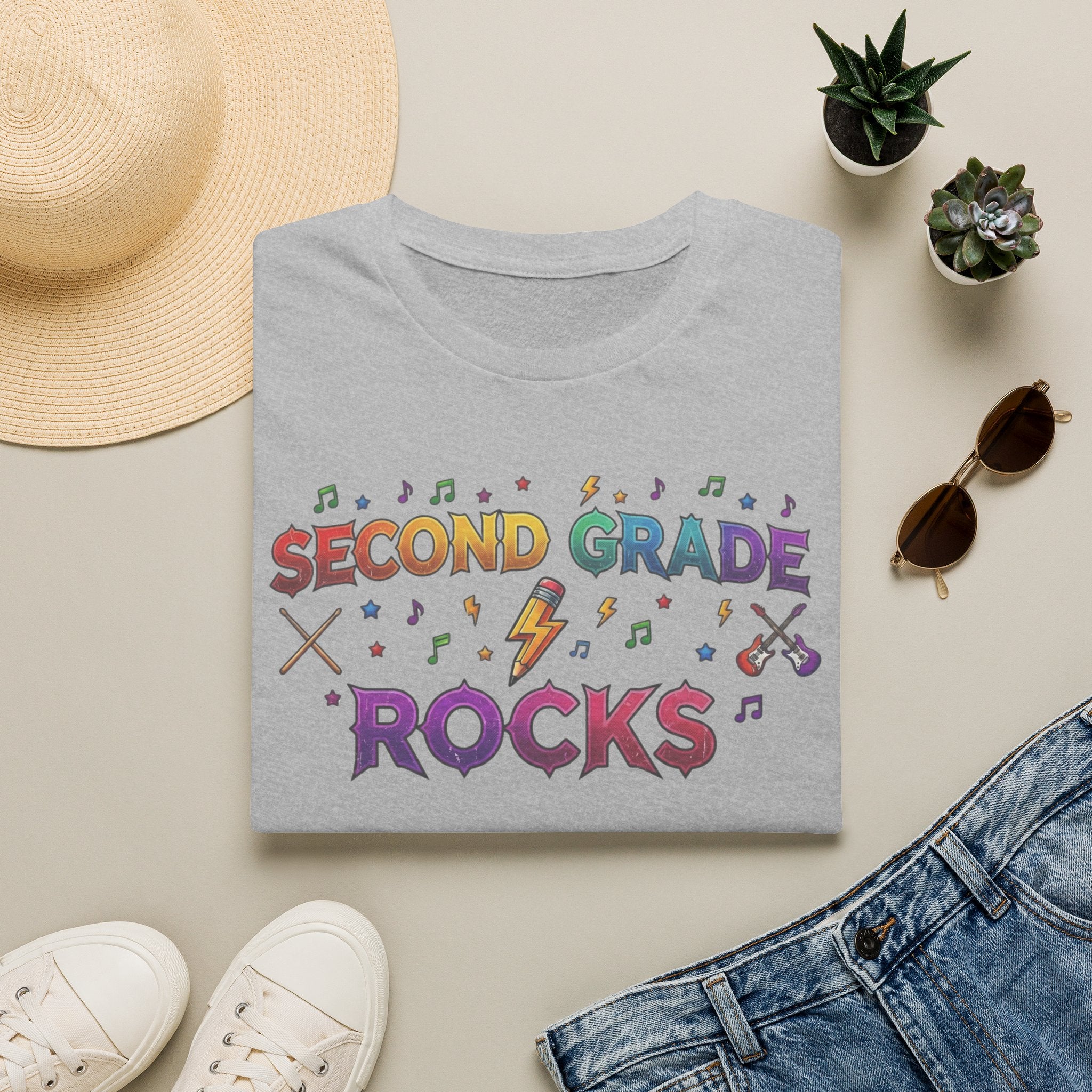 Second Grade Rocks T-Shirt — Fun Teacher & Student School Spirit Tee